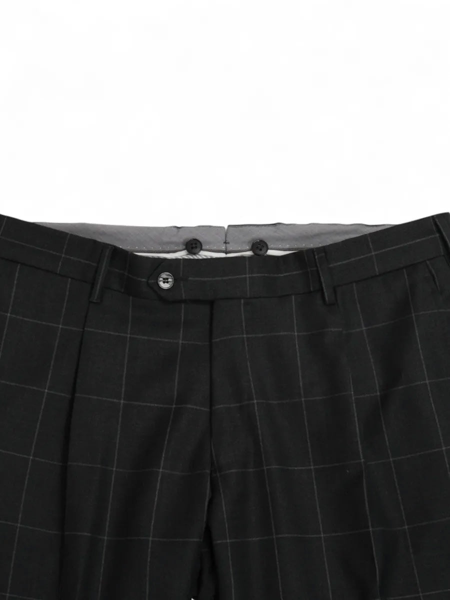 Grey Unlined Windowpane Wool Suit