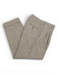 Beige Flecked Wool High Rise Pleated Trousers