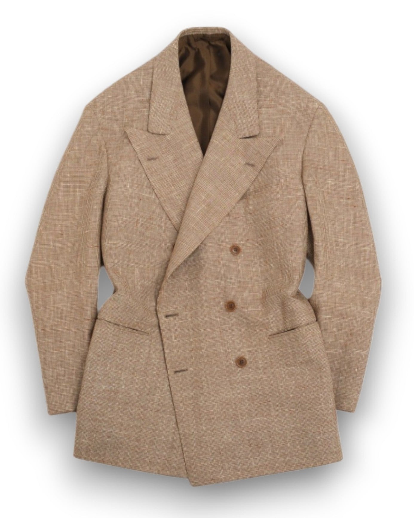 Beige Puppytooth Linen DB. Sports Jacket