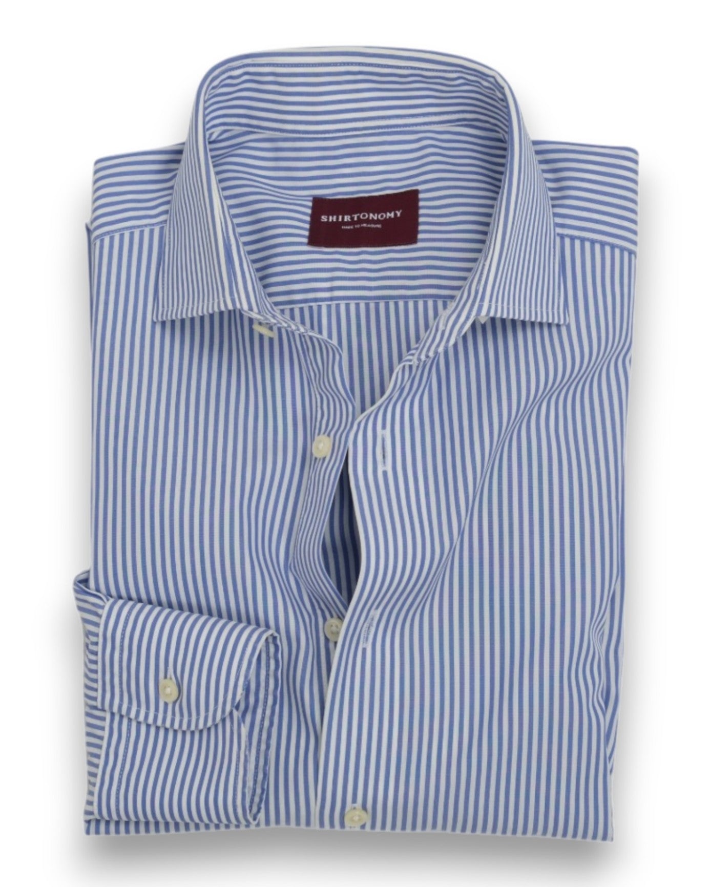 White/Light Blue Bengal Stripe Poplin Shirt