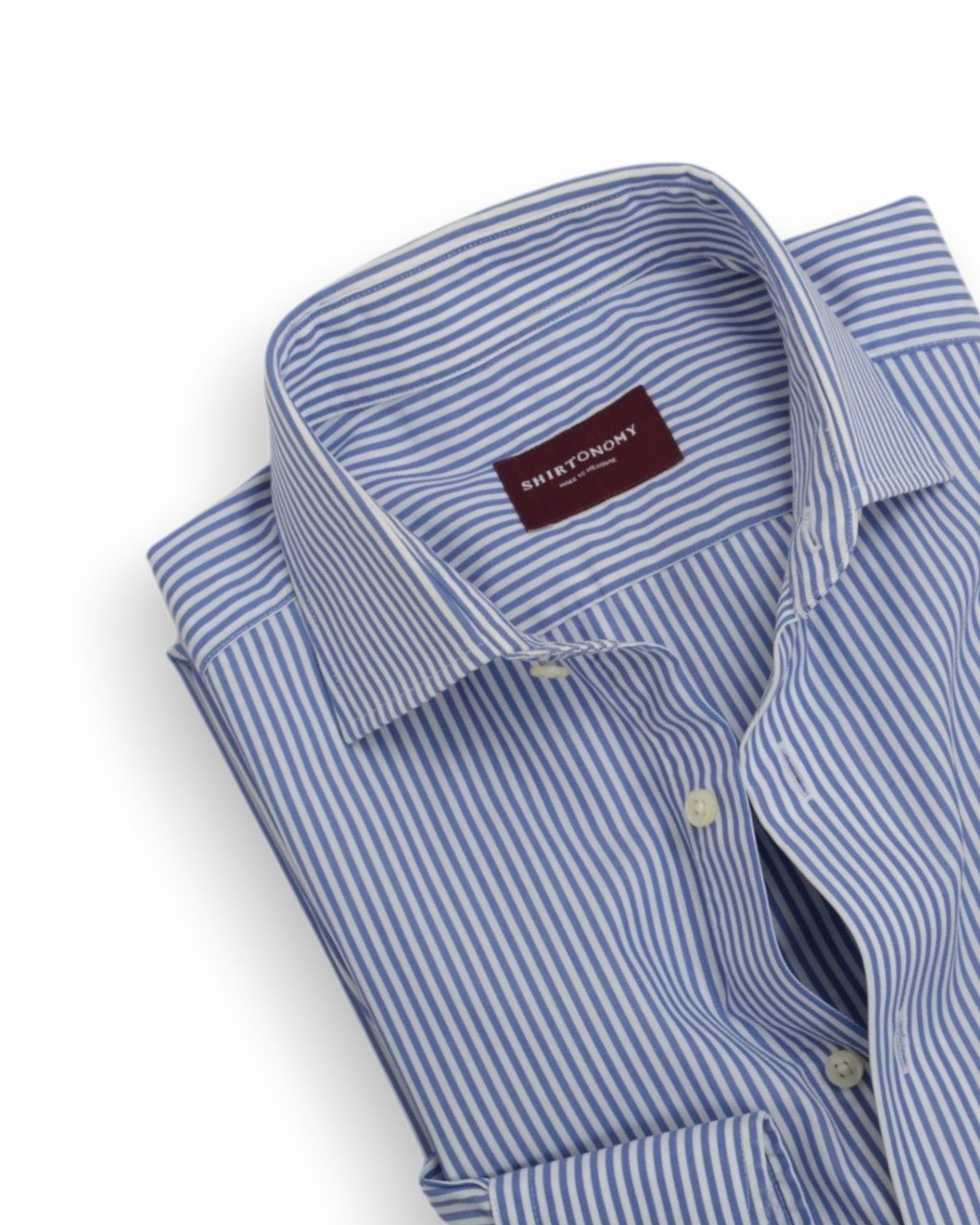 White/Light Blue Bengal Stripe Poplin Shirt