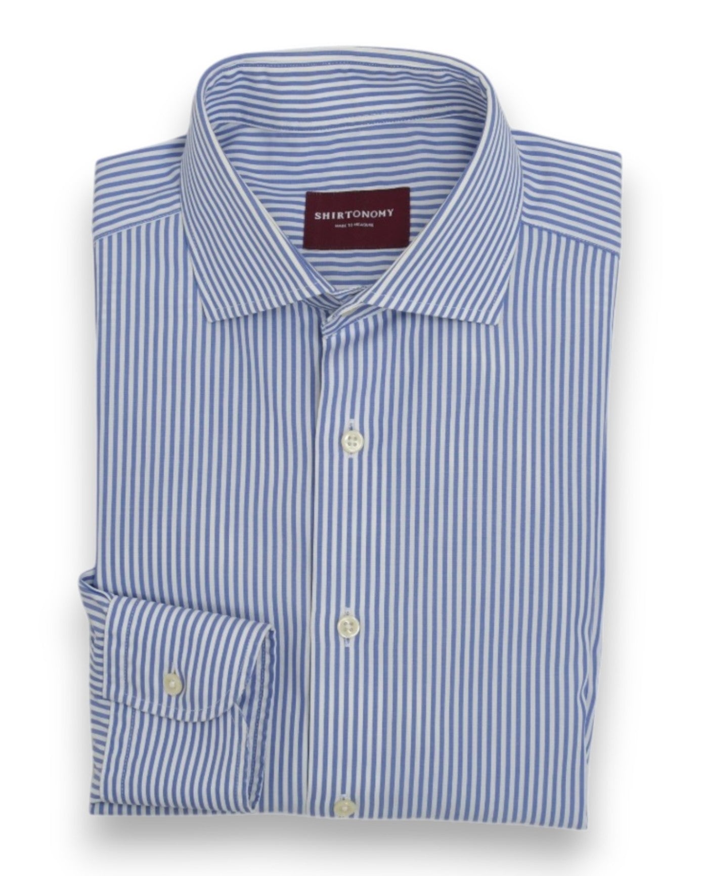 White/Light Blue Bengal Stripe Poplin Shirt