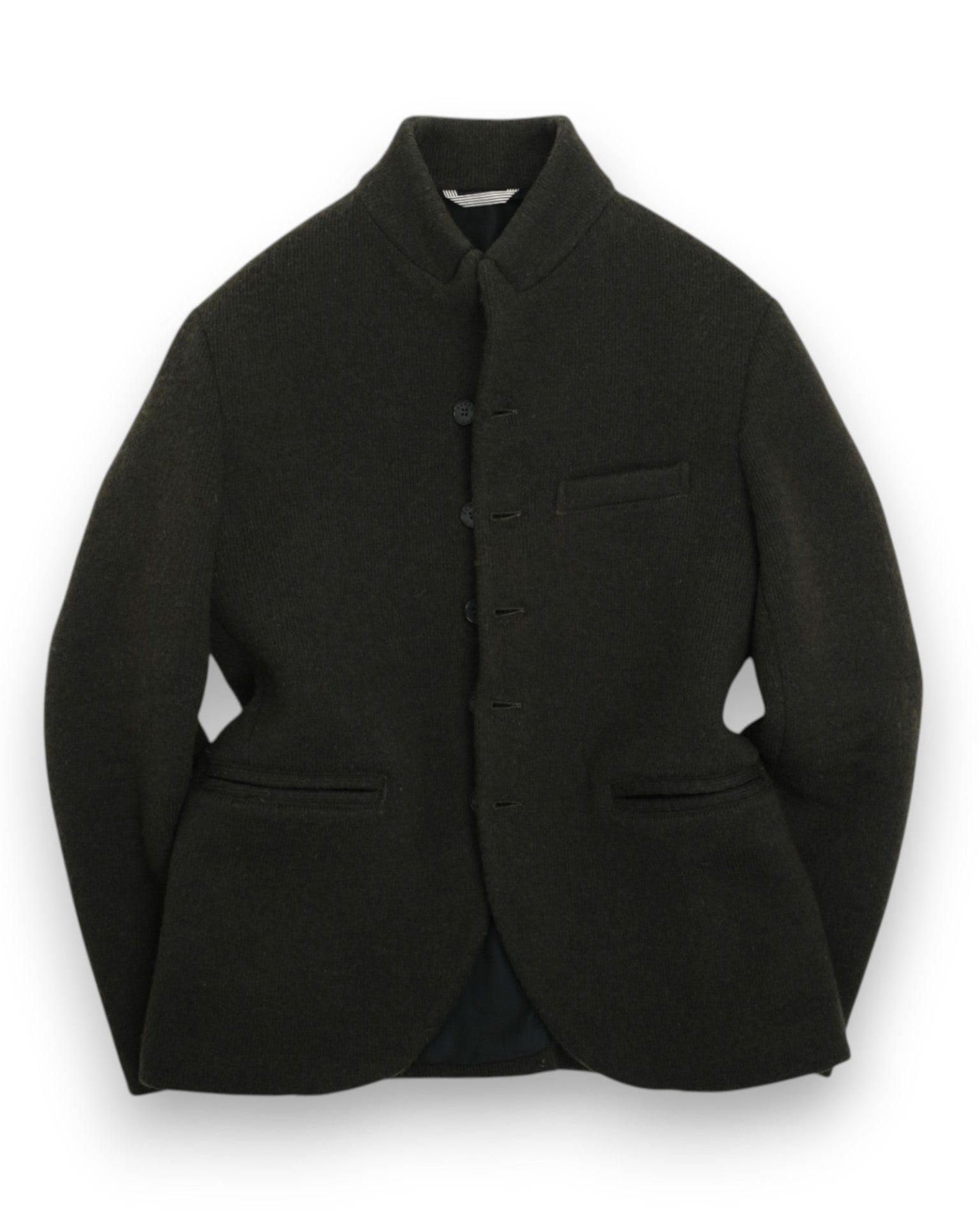 Seaweed Green Wool Blend Mandarin Jacket