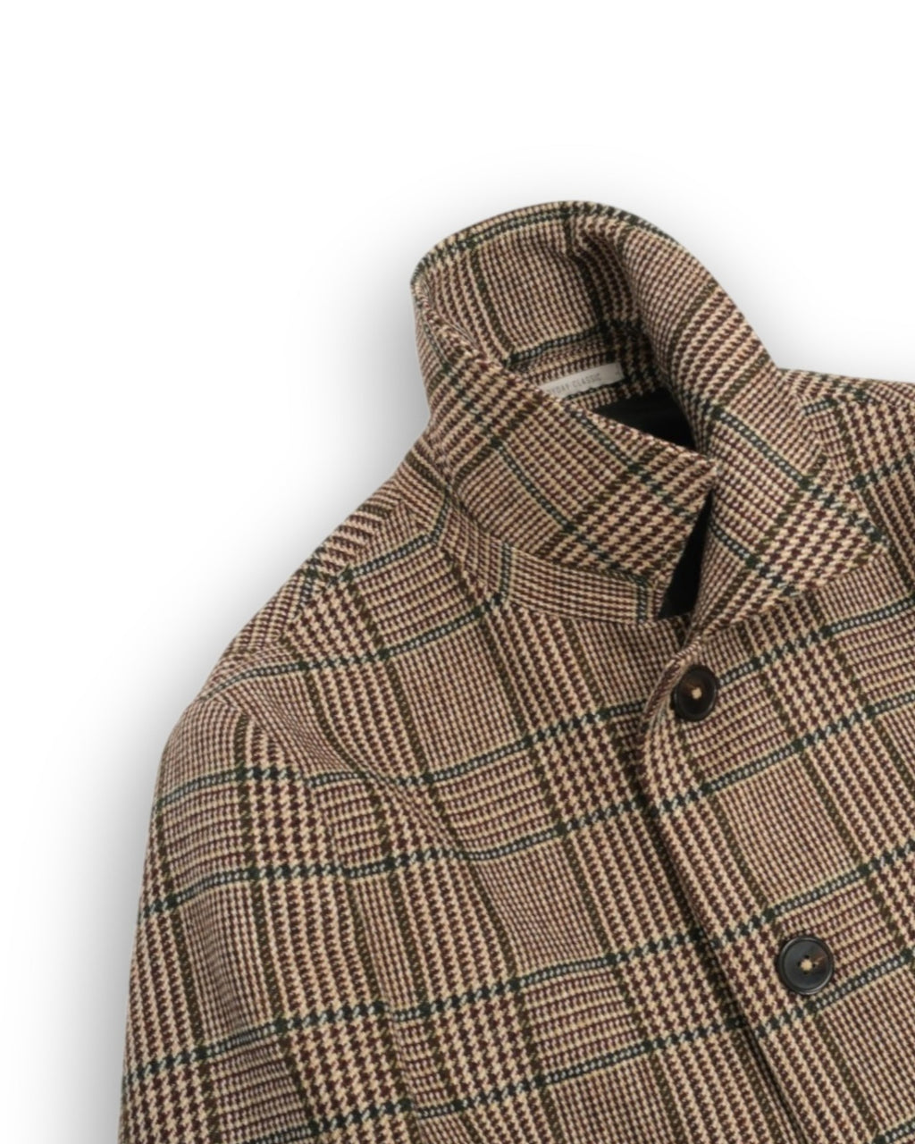 Beige/Brown Glen Checked Lovat Tweed Overcoat
