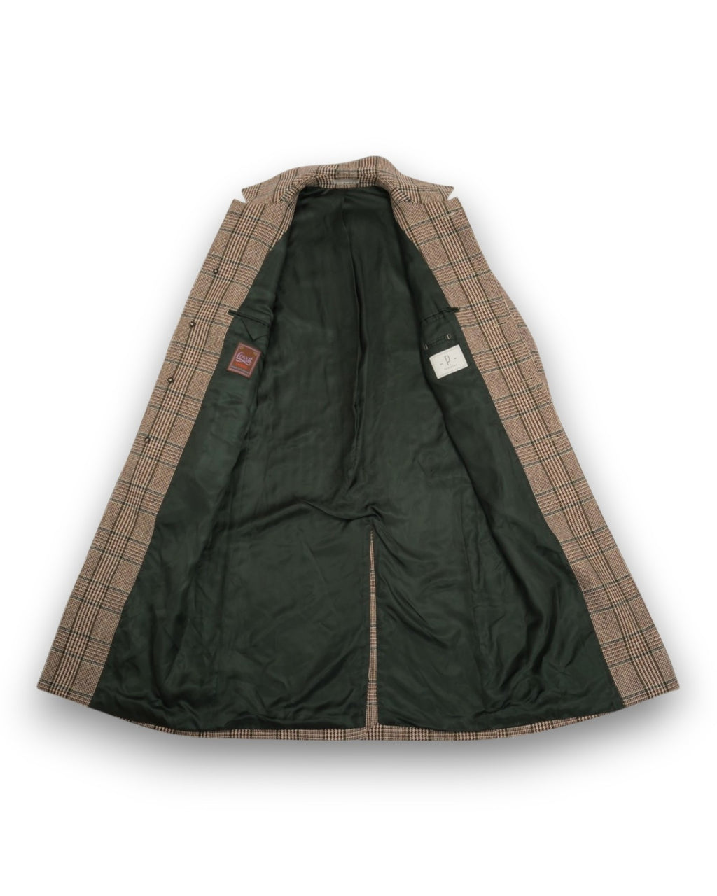 Beige/Brown Glen Checked Lovat Tweed Overcoat