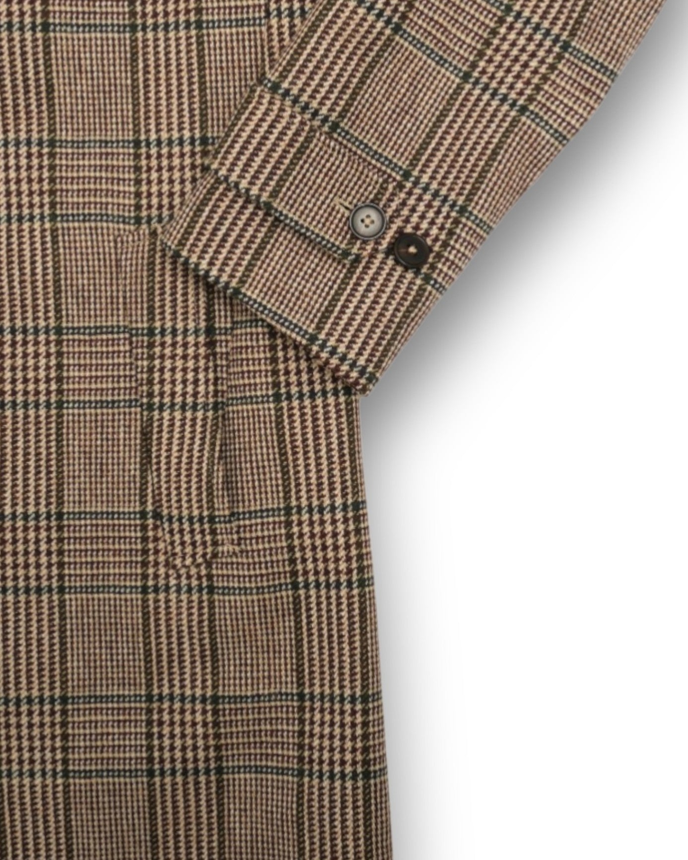 Beige/Brown Glen Checked Lovat Tweed Overcoat