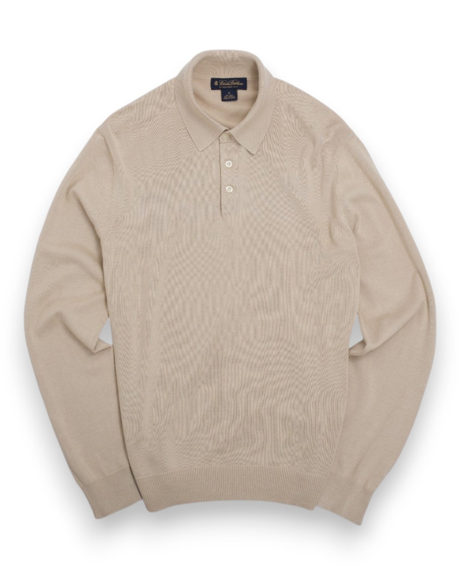 Beige Silk & Cotton Polo Sweater