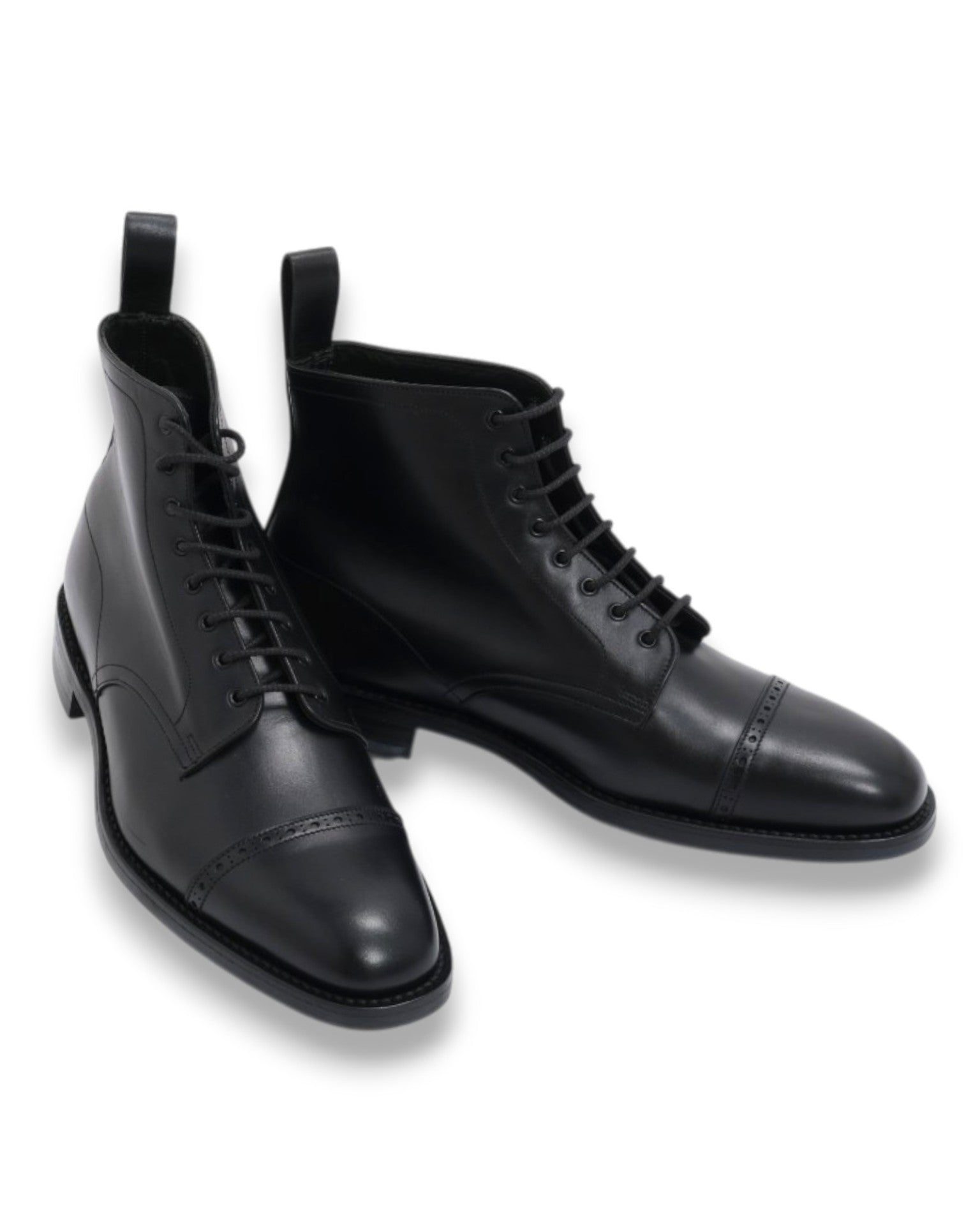 Black Leather Lace-Up Boots