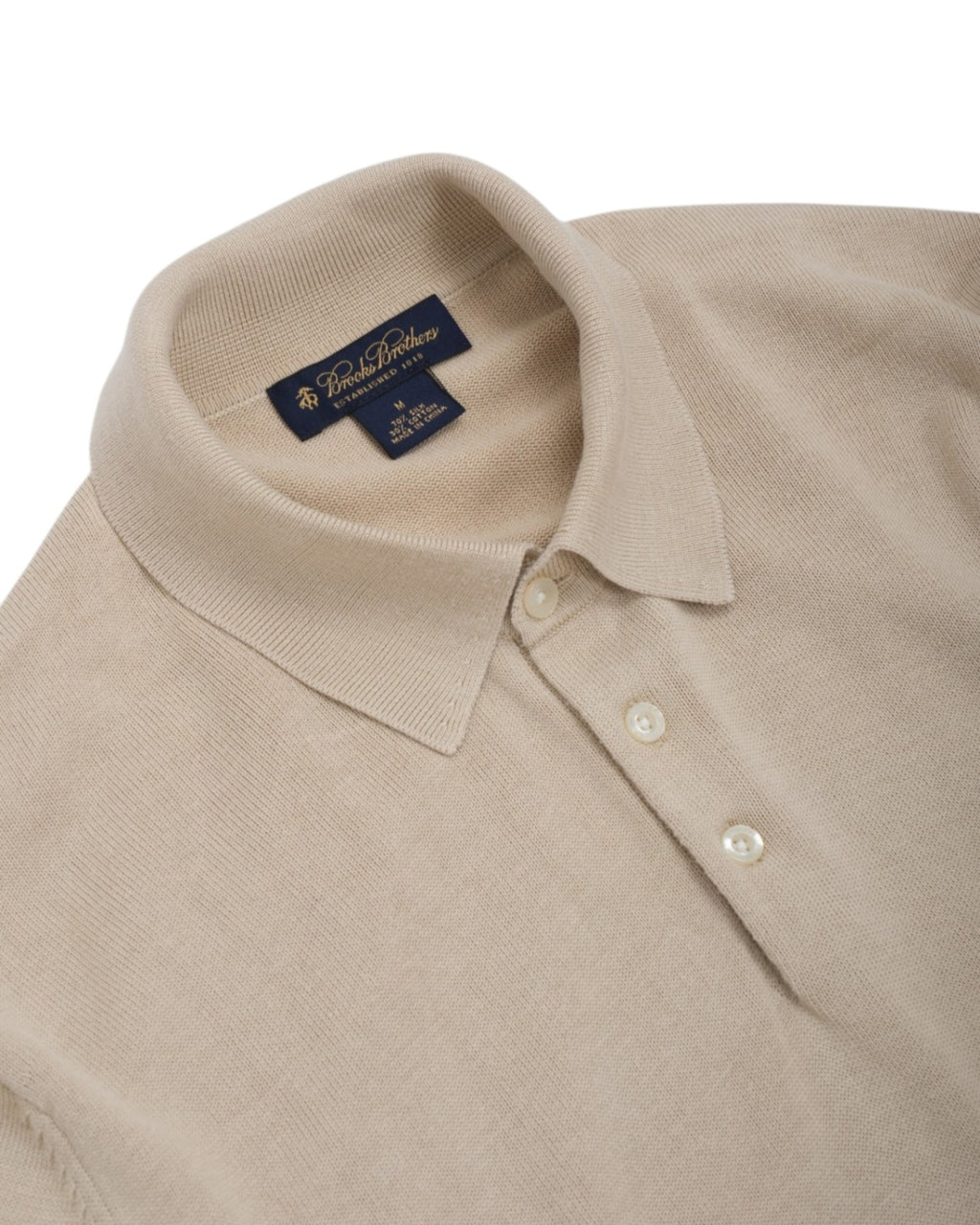 Beige Silk & Cotton Polo Sweater