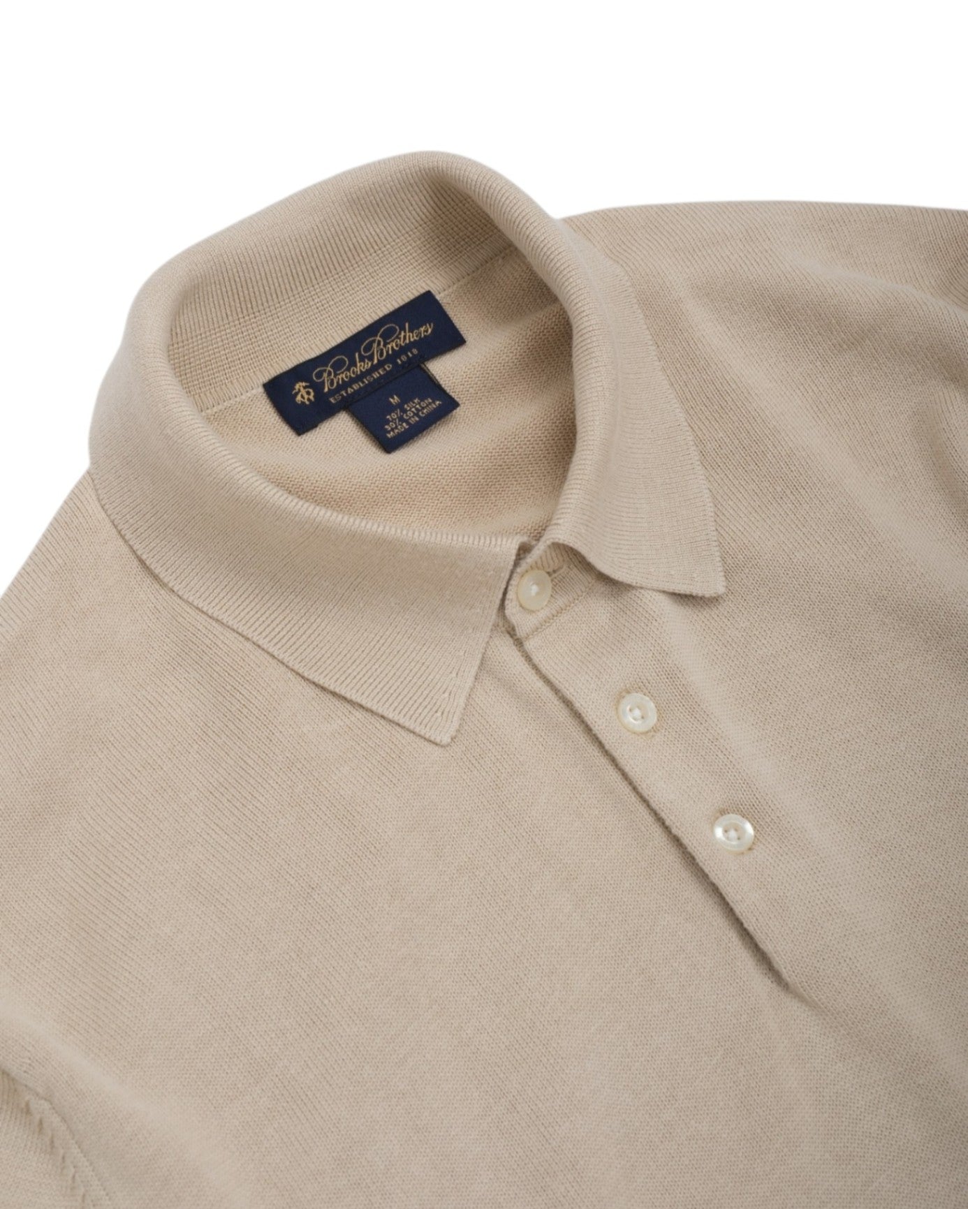 Beige Silk & Cotton Polo Sweater