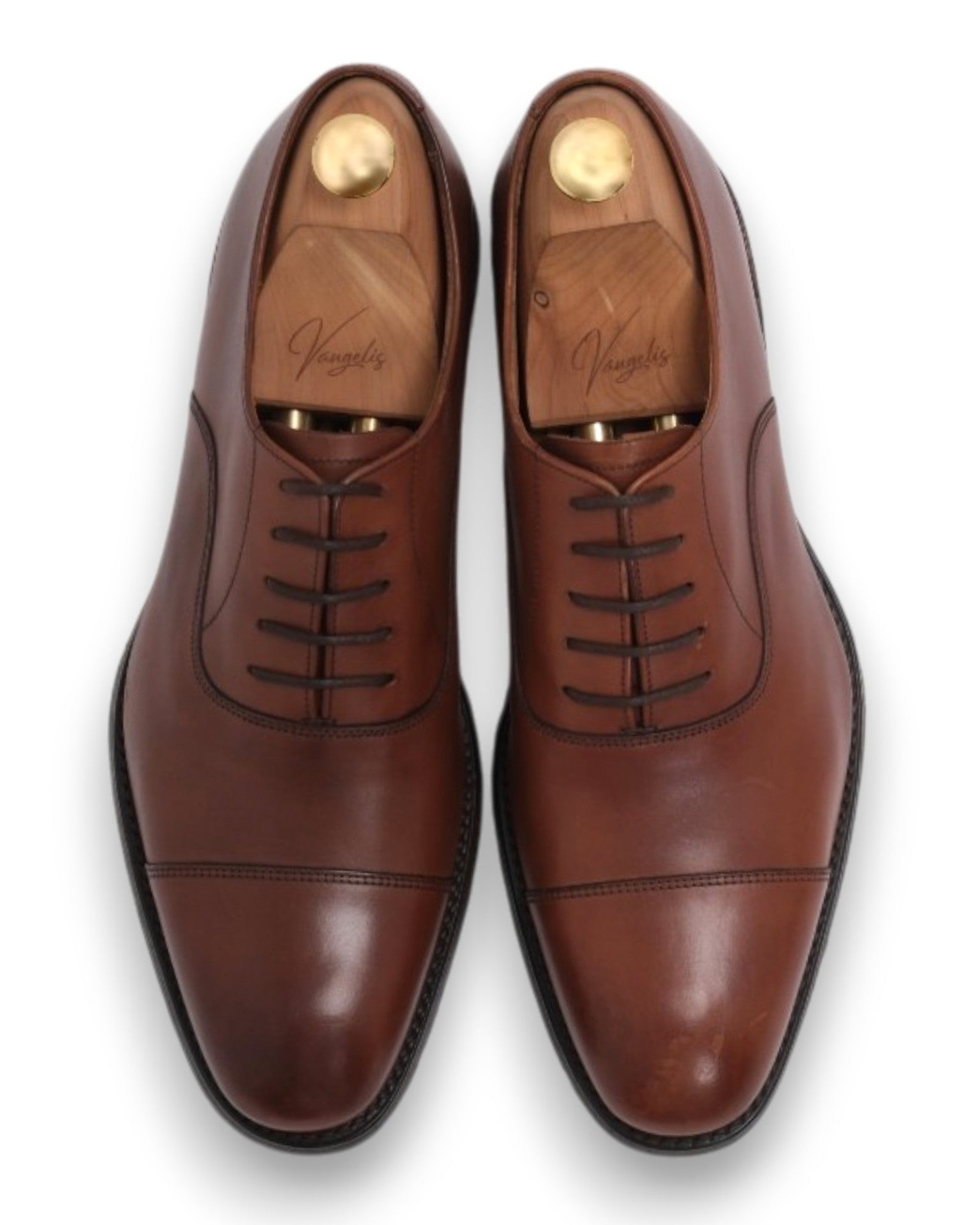 Light Brown Leather Cap-Toe Oxfords