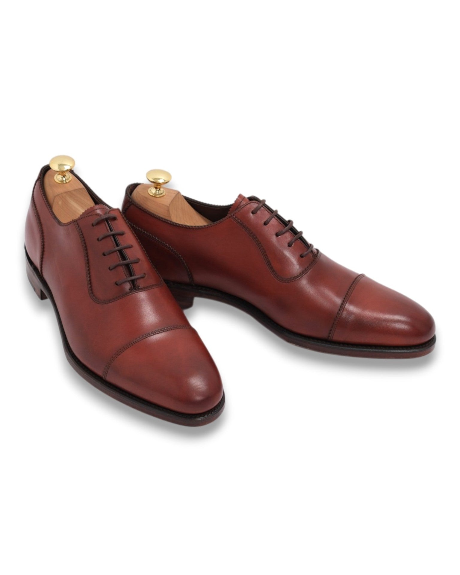 Brown Leather Cap-Toe Oxfords