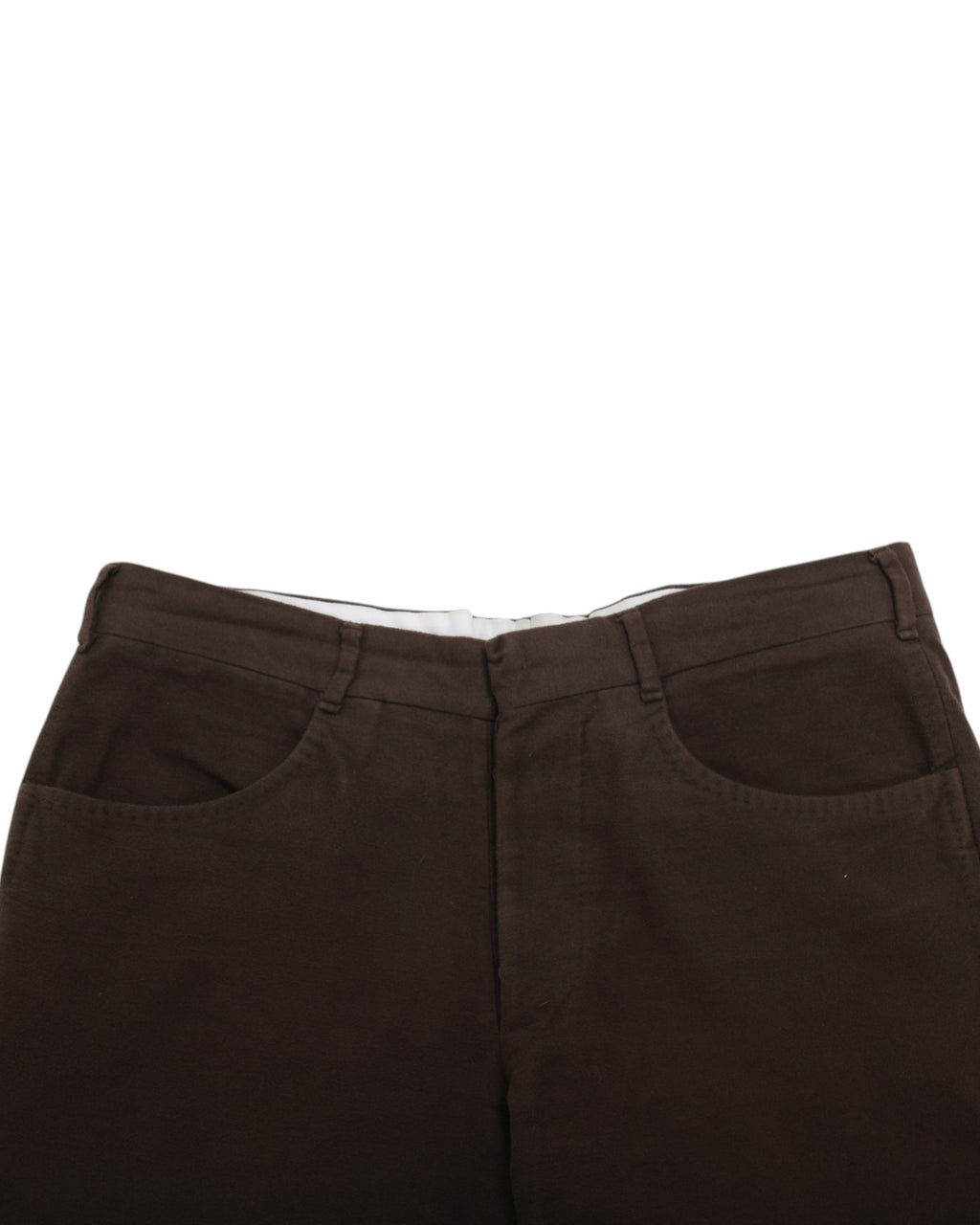 Brown Mid-Rise Moleskin Cotton Trousers