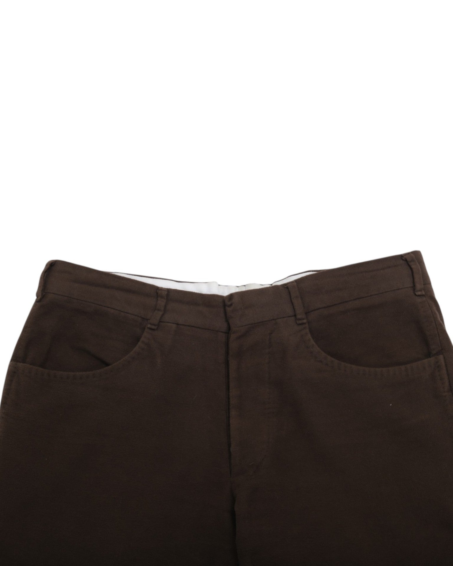 Brown Mid-Rise Moleskin Cotton Trousers