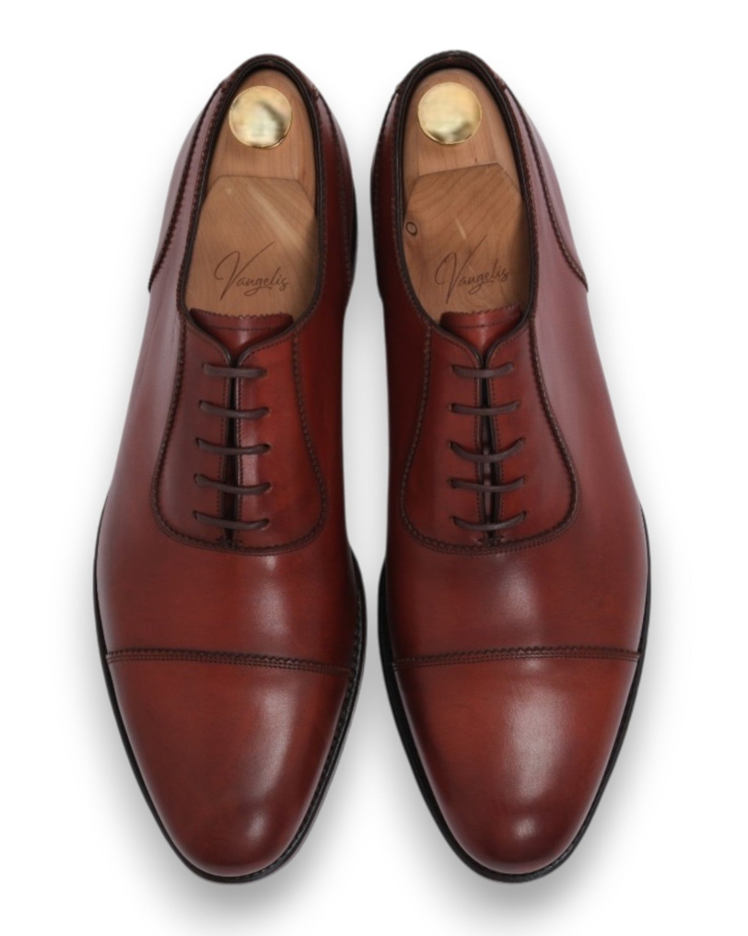 Brown Leather Cap-Toe Oxfords