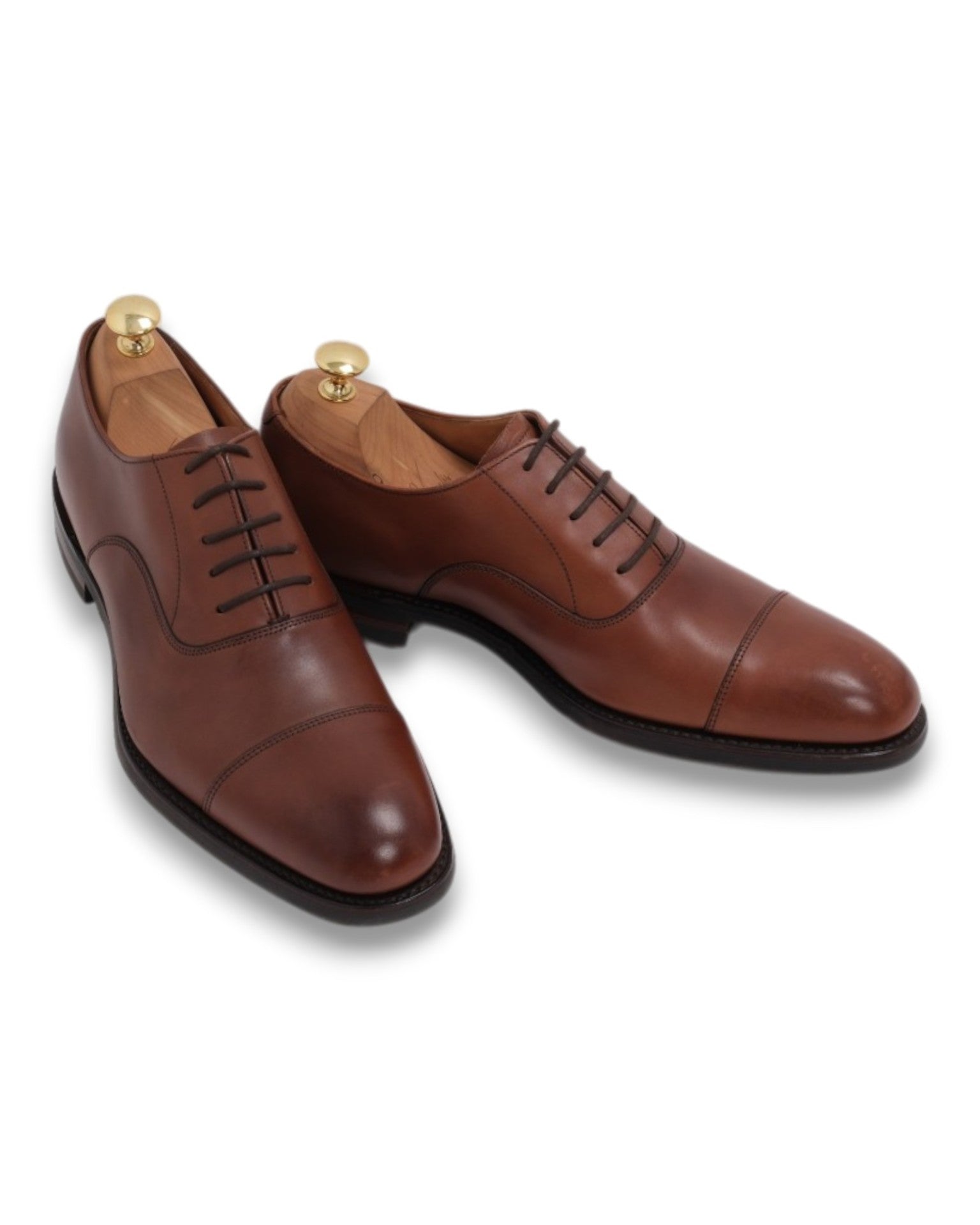 Light Brown Leather Cap-Toe Oxfords