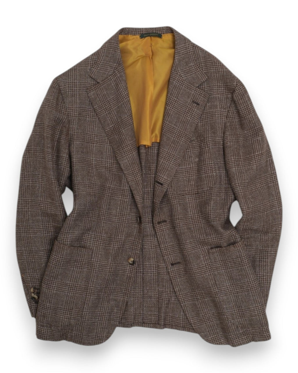Brown Glen Check Wool and Linen Sports Jacket