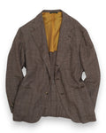 Brown Glen Check Wool and Linen Sports Jacket