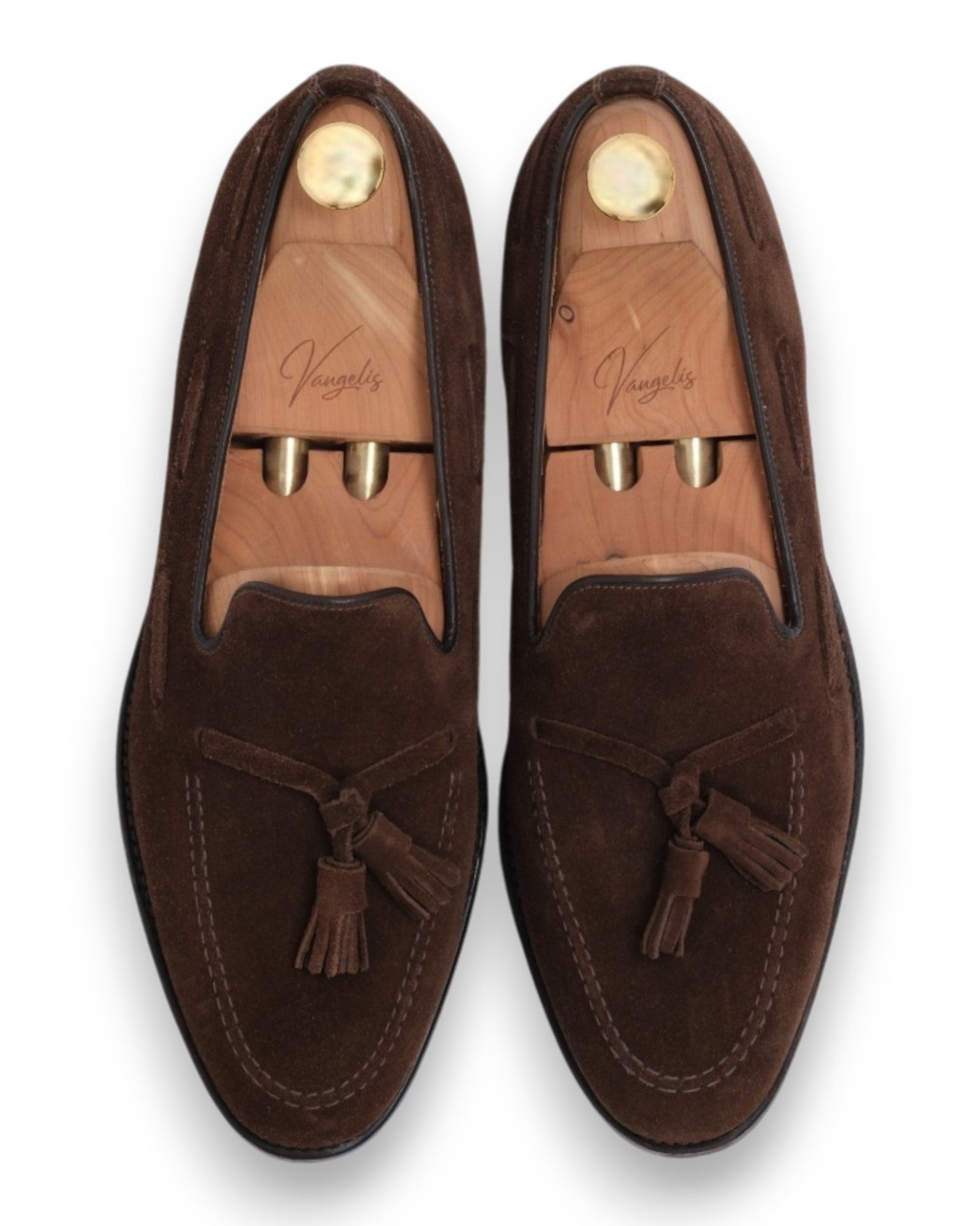 Dark Brown Suede Tassel Loafers
