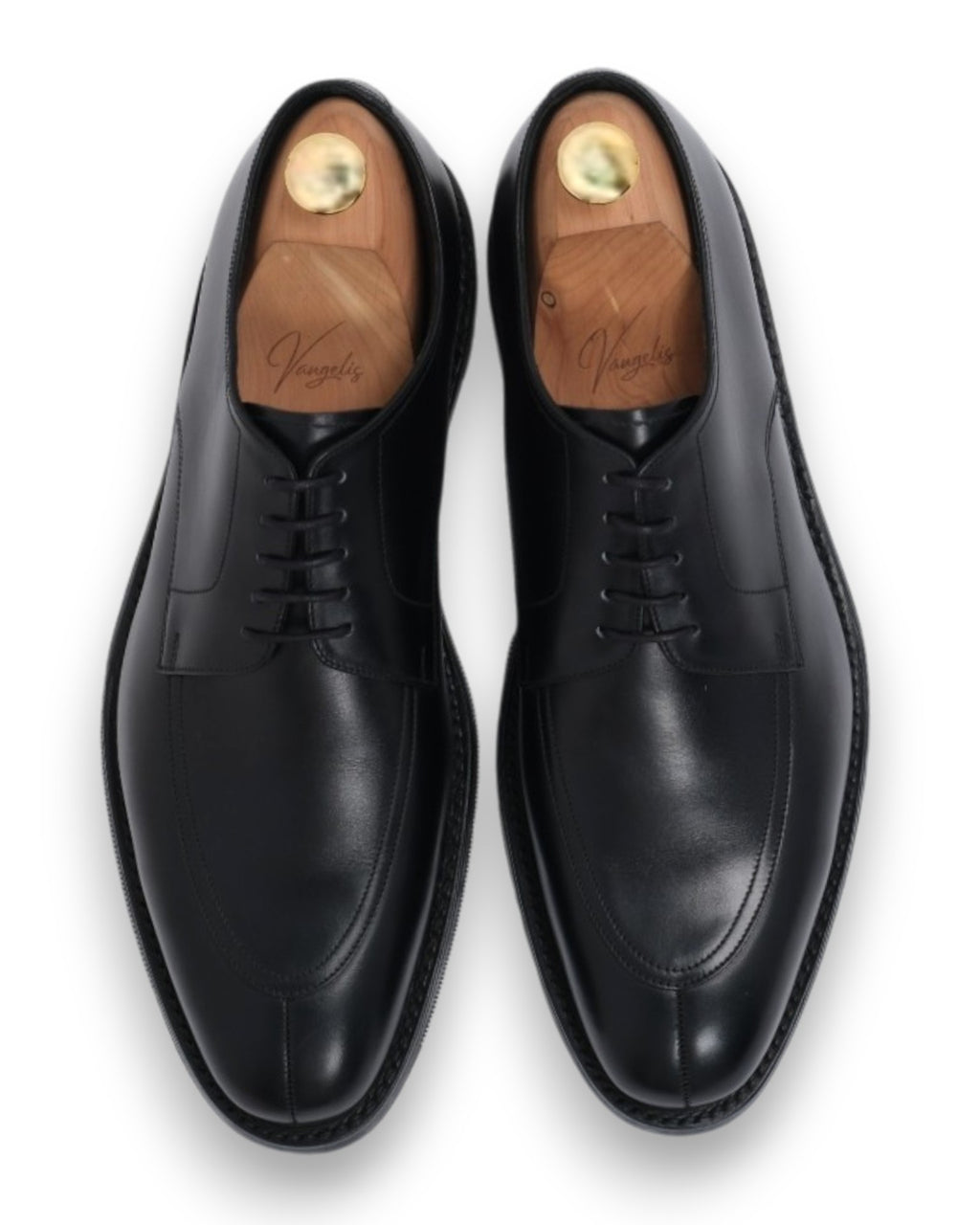 Black Leather Split-Toe Derby