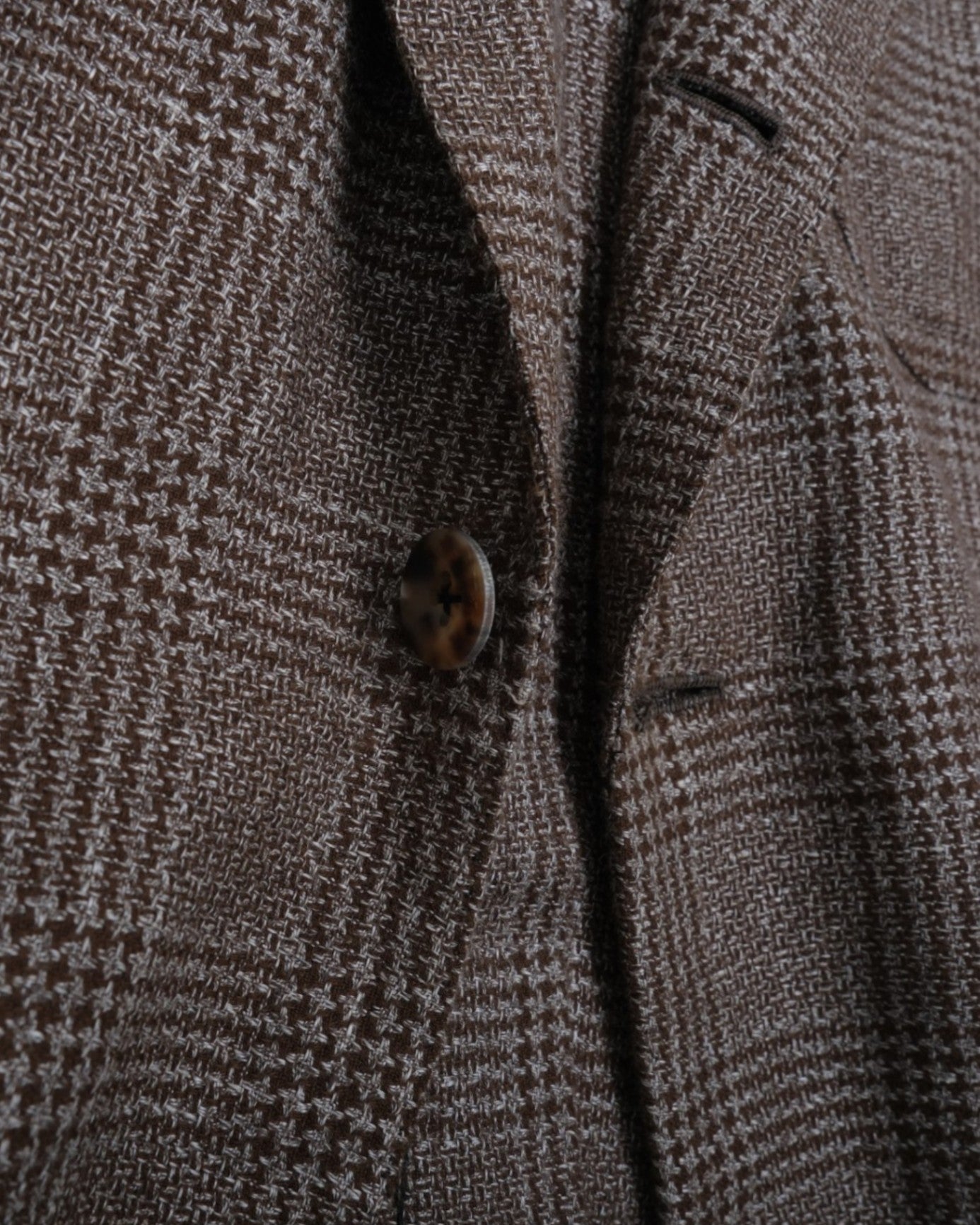 Brown Glen Check Wool and Linen Sports Jacket