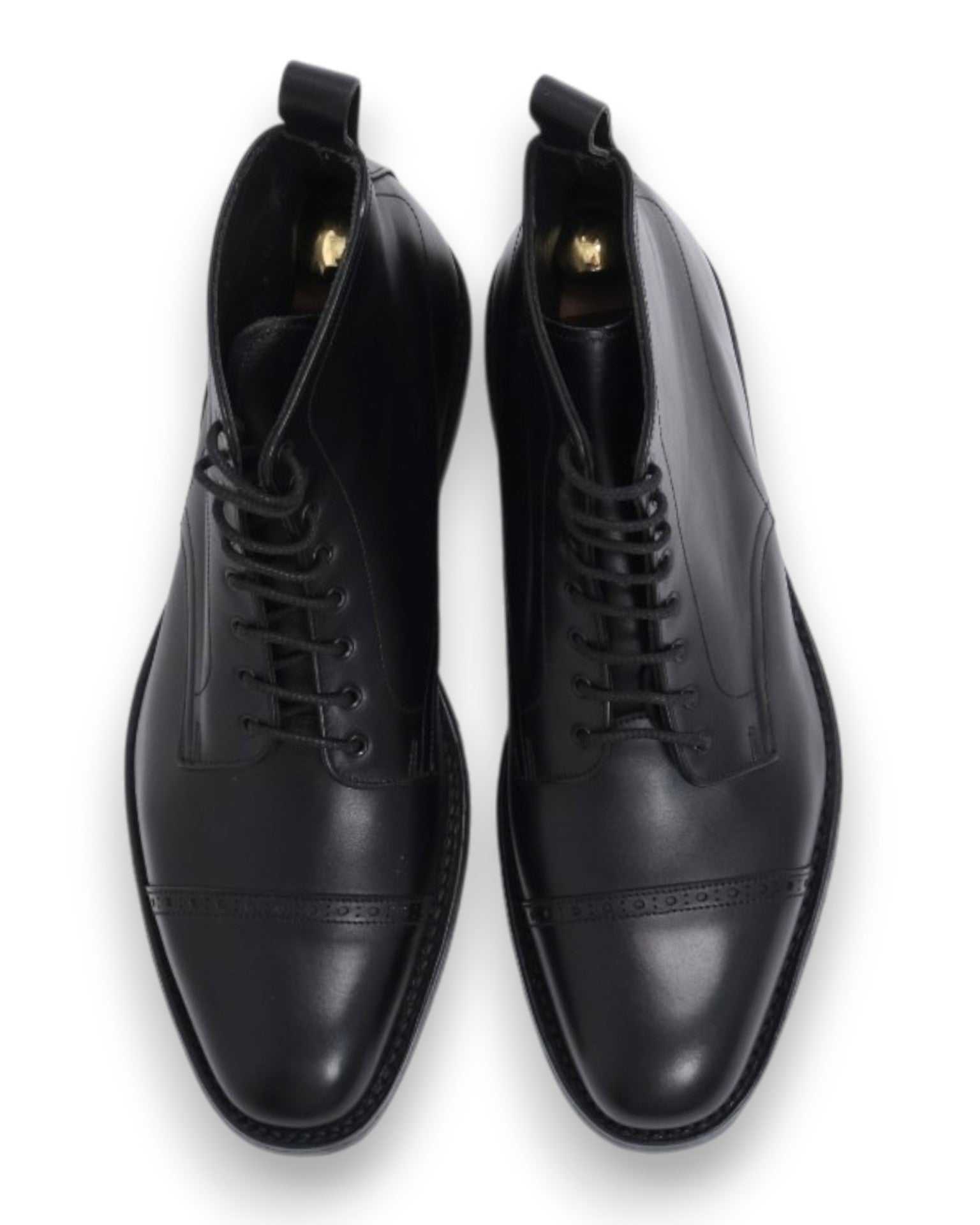 Black Leather Lace-Up Boots