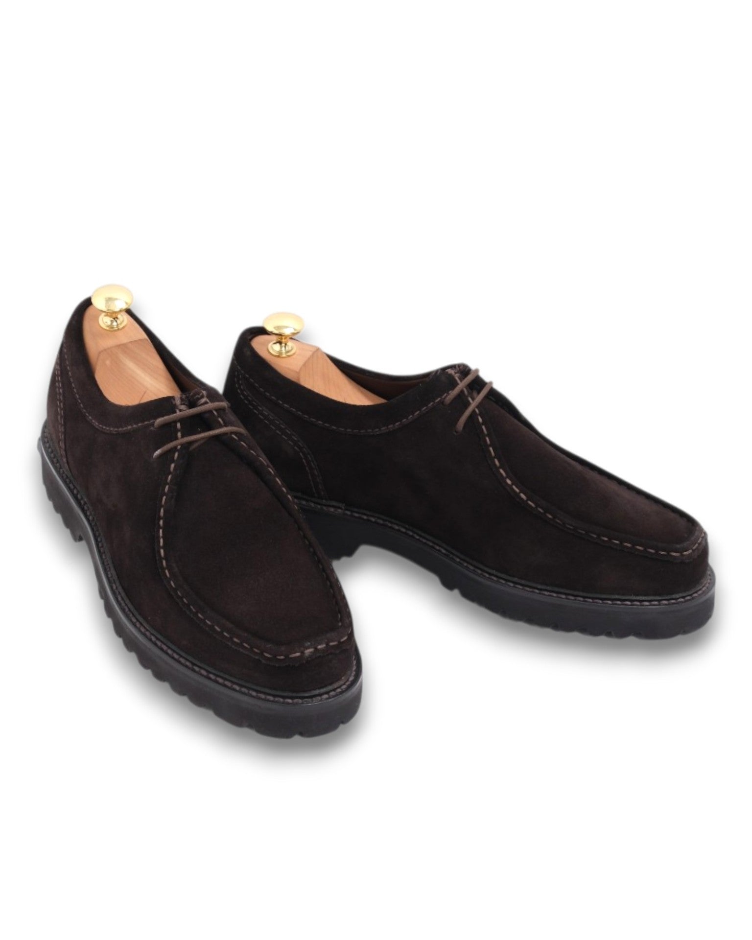 Dark Brown Suede Tyrolean Moc-Toe Derby