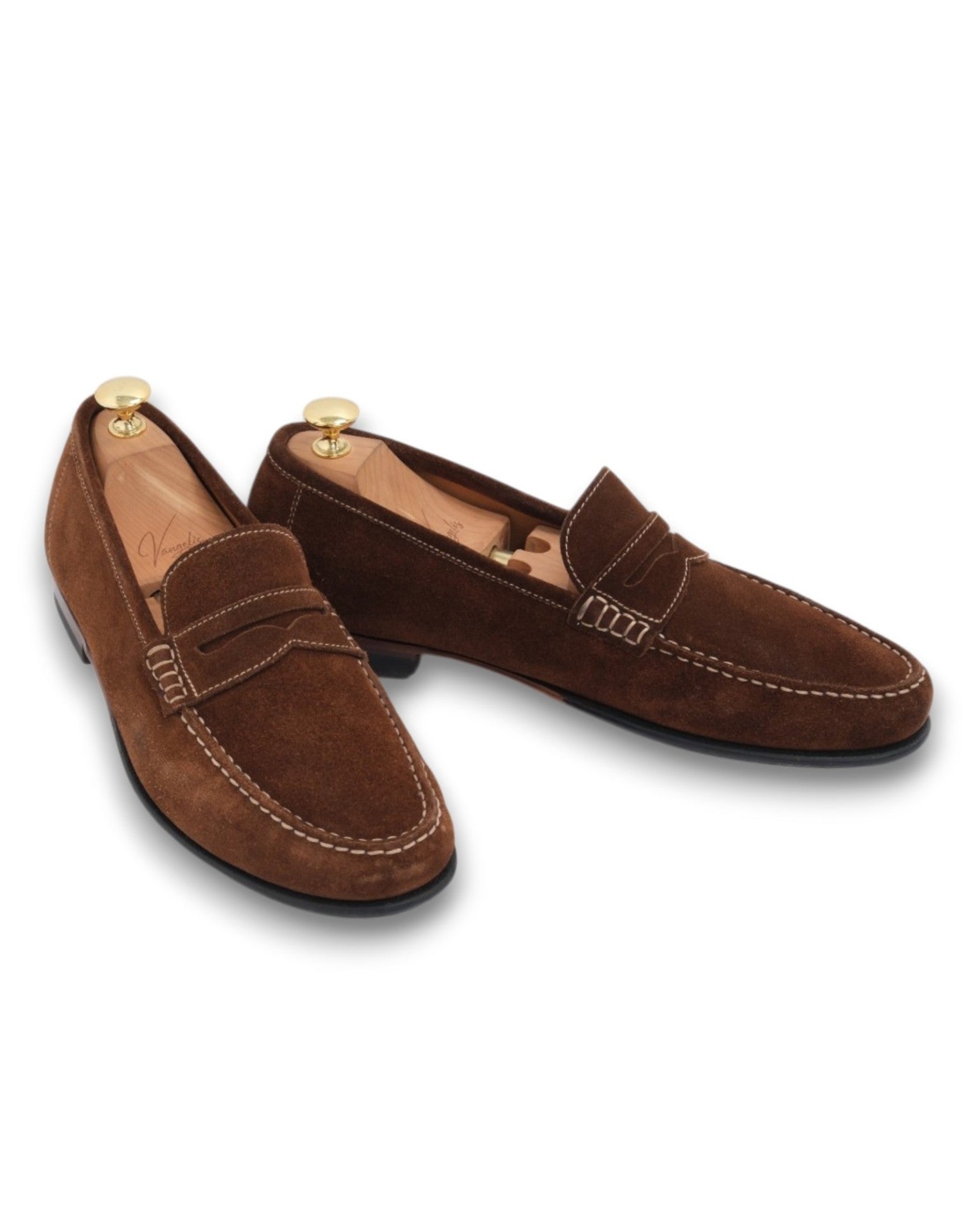 Brown Suede Penny Loafers
