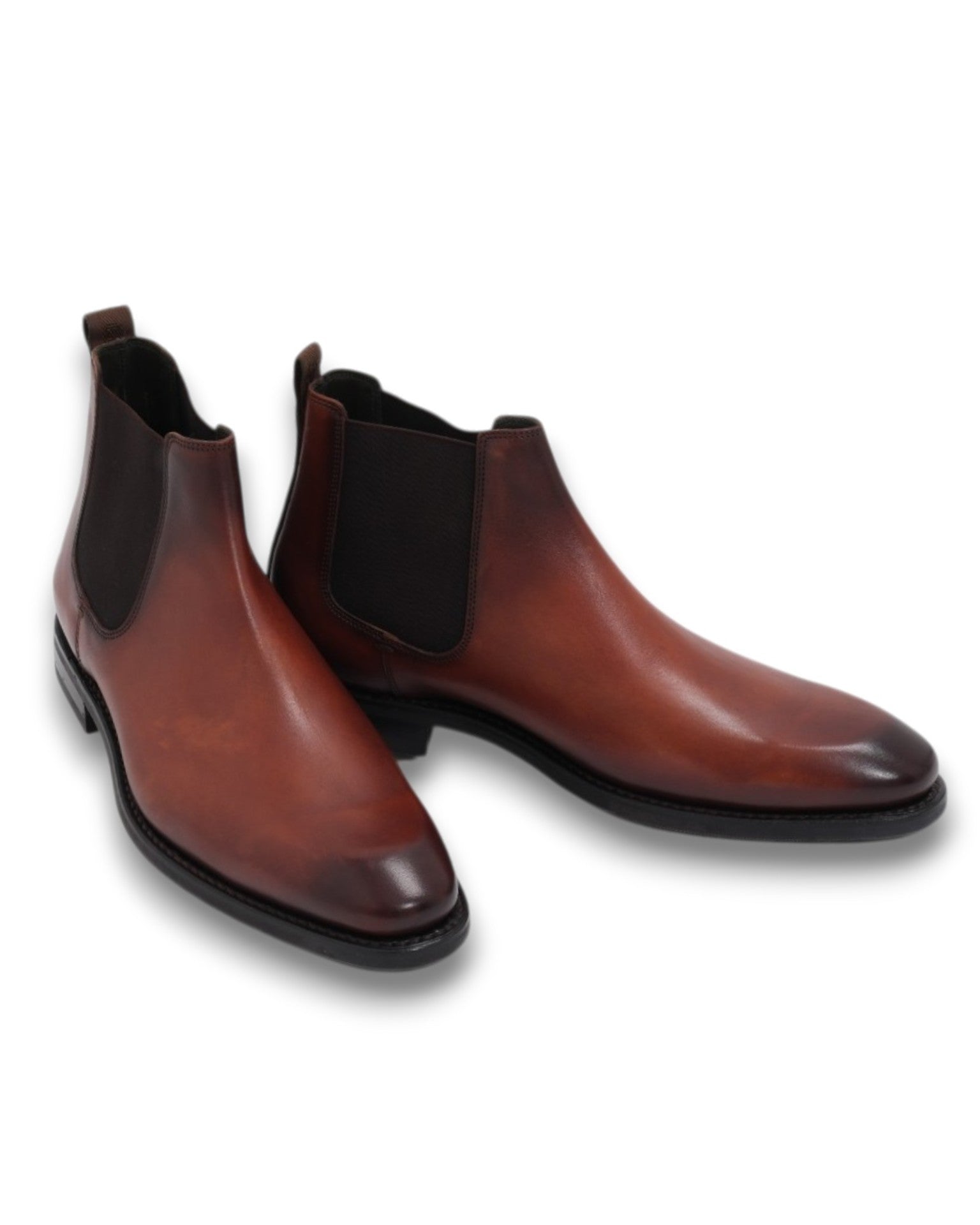Burnished Brown Leather Chelsea Boots