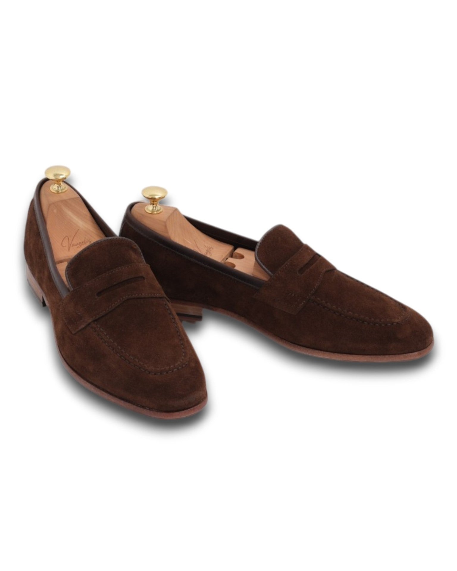 Dark Brown Suede Unlined Penny Loafers