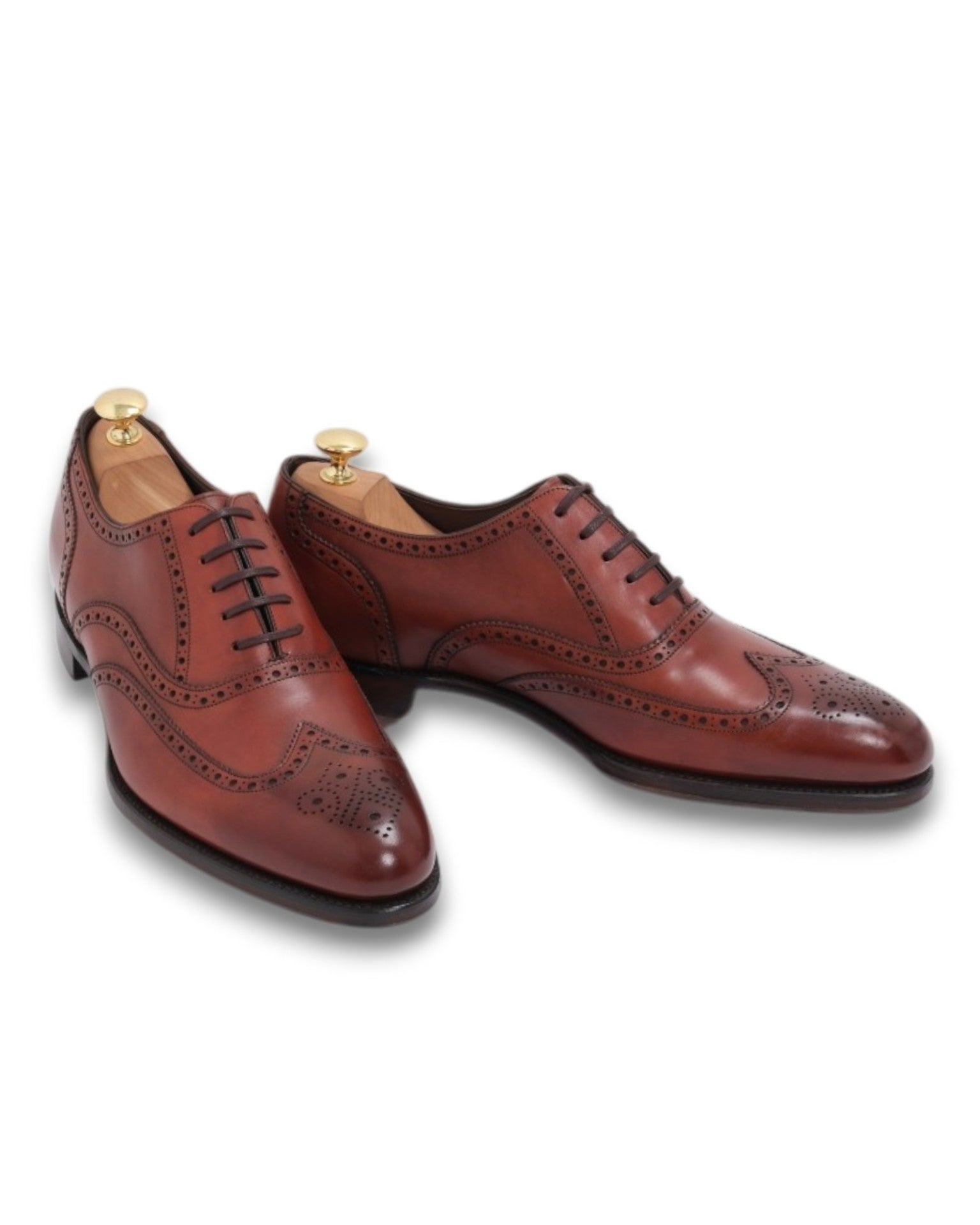 Burnished Brown Full Brogue Wing-Tip Oxfords