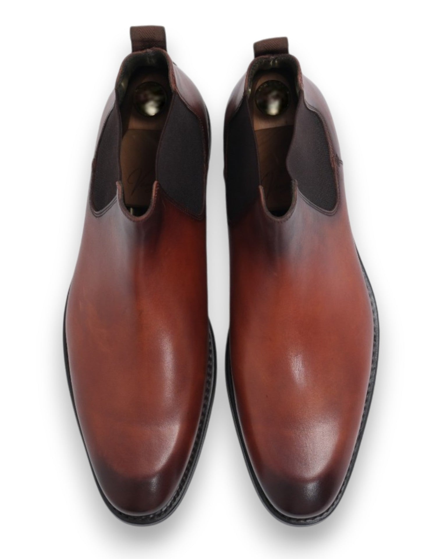 Burnished Brown Leather Chelsea Boots