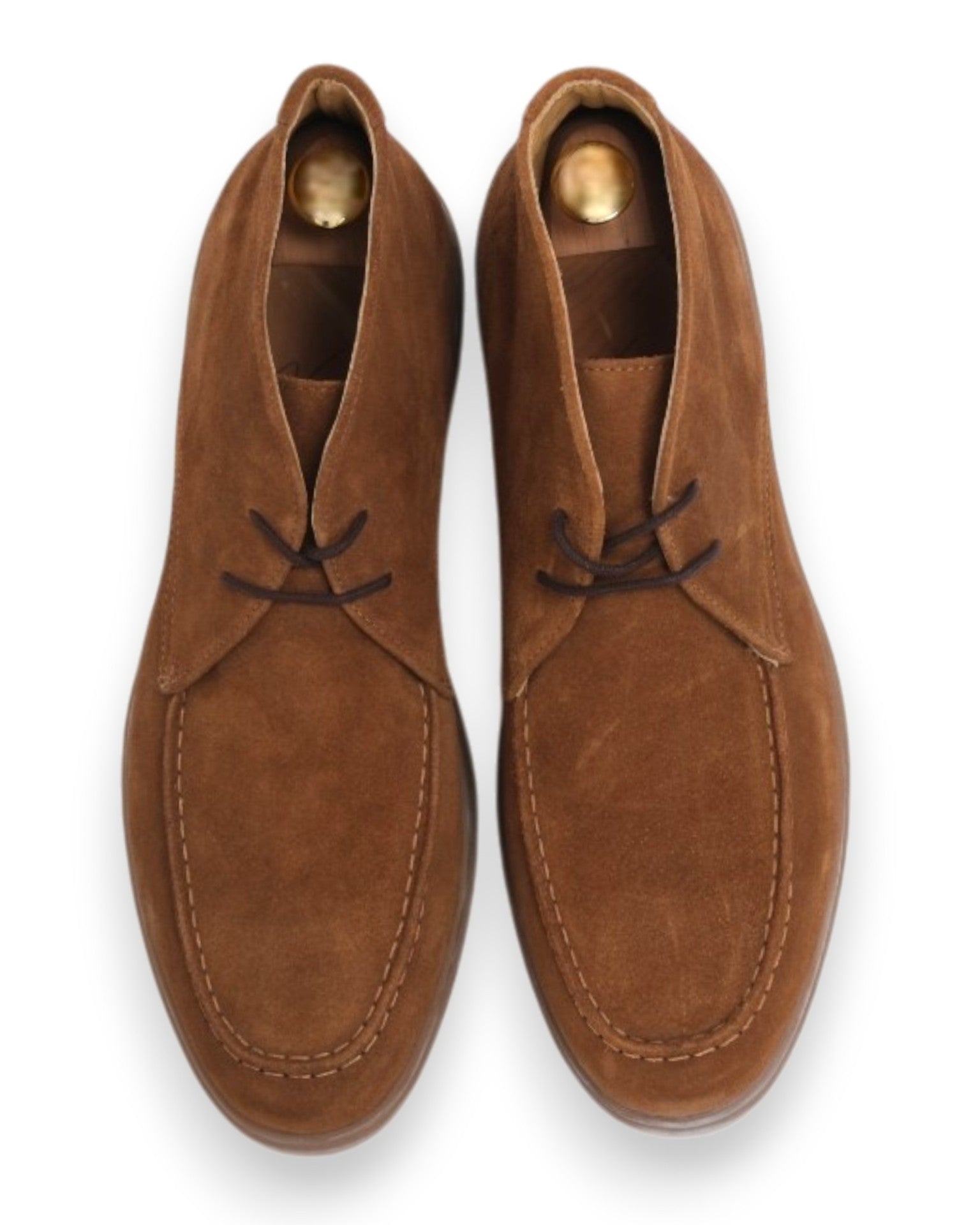 Tan Suede Moc-Toe Chukka Boots