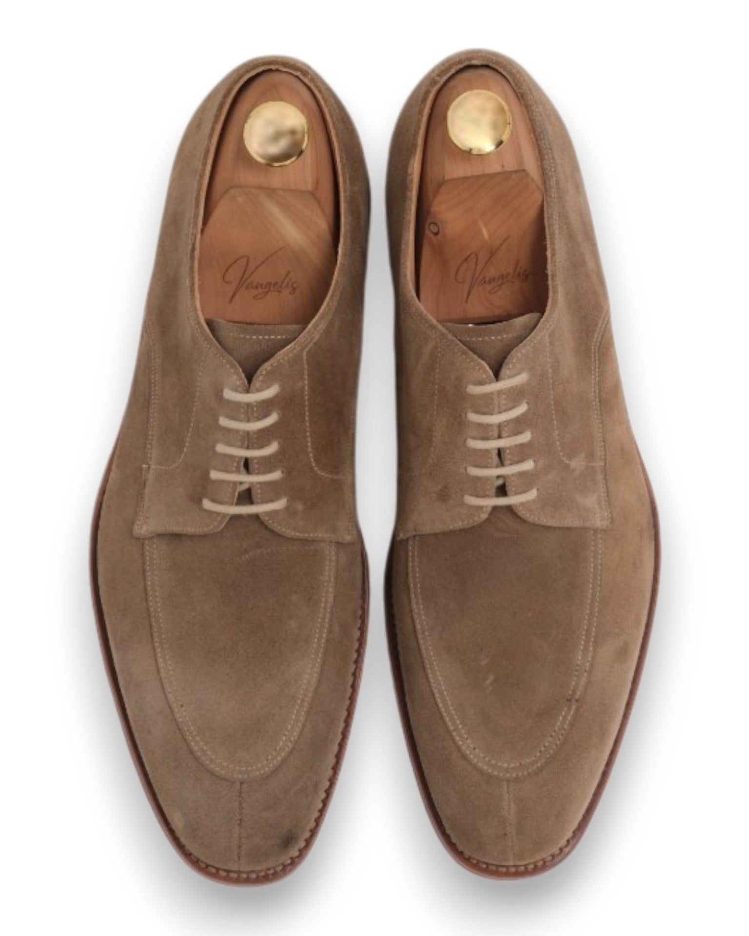 Taupe Suede Split-Toe Derbys