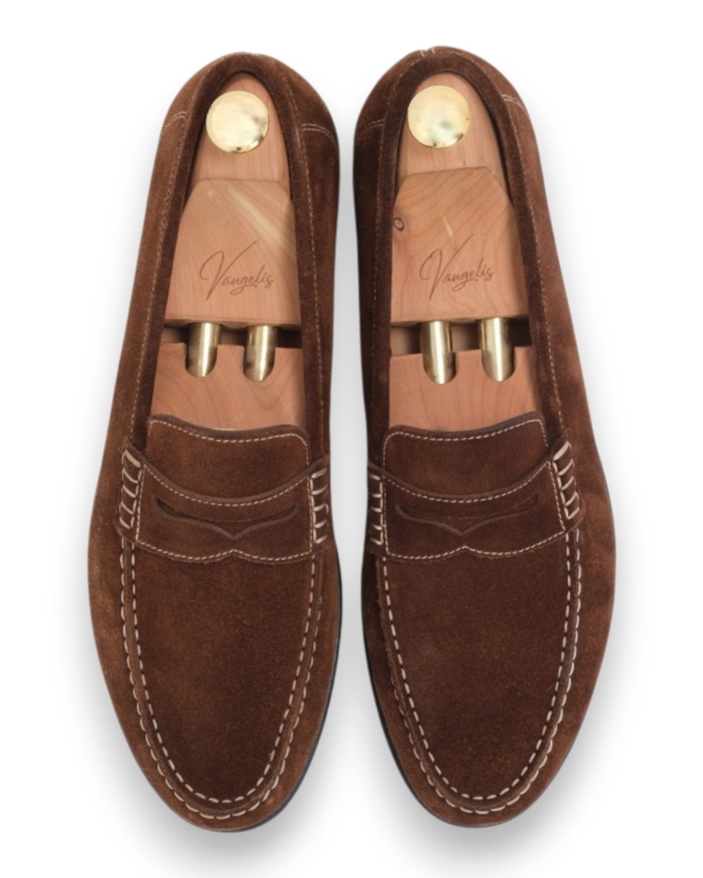 Brown Suede Penny Loafers
