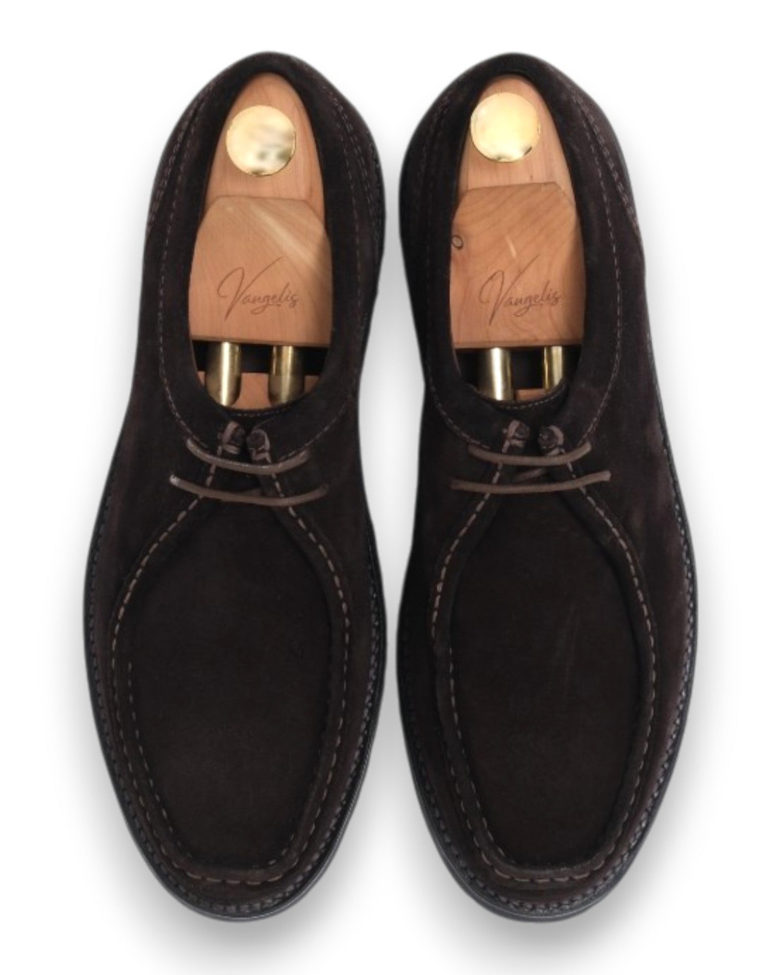 Dark Brown Suede Tyrolean Moc-Toe Derby