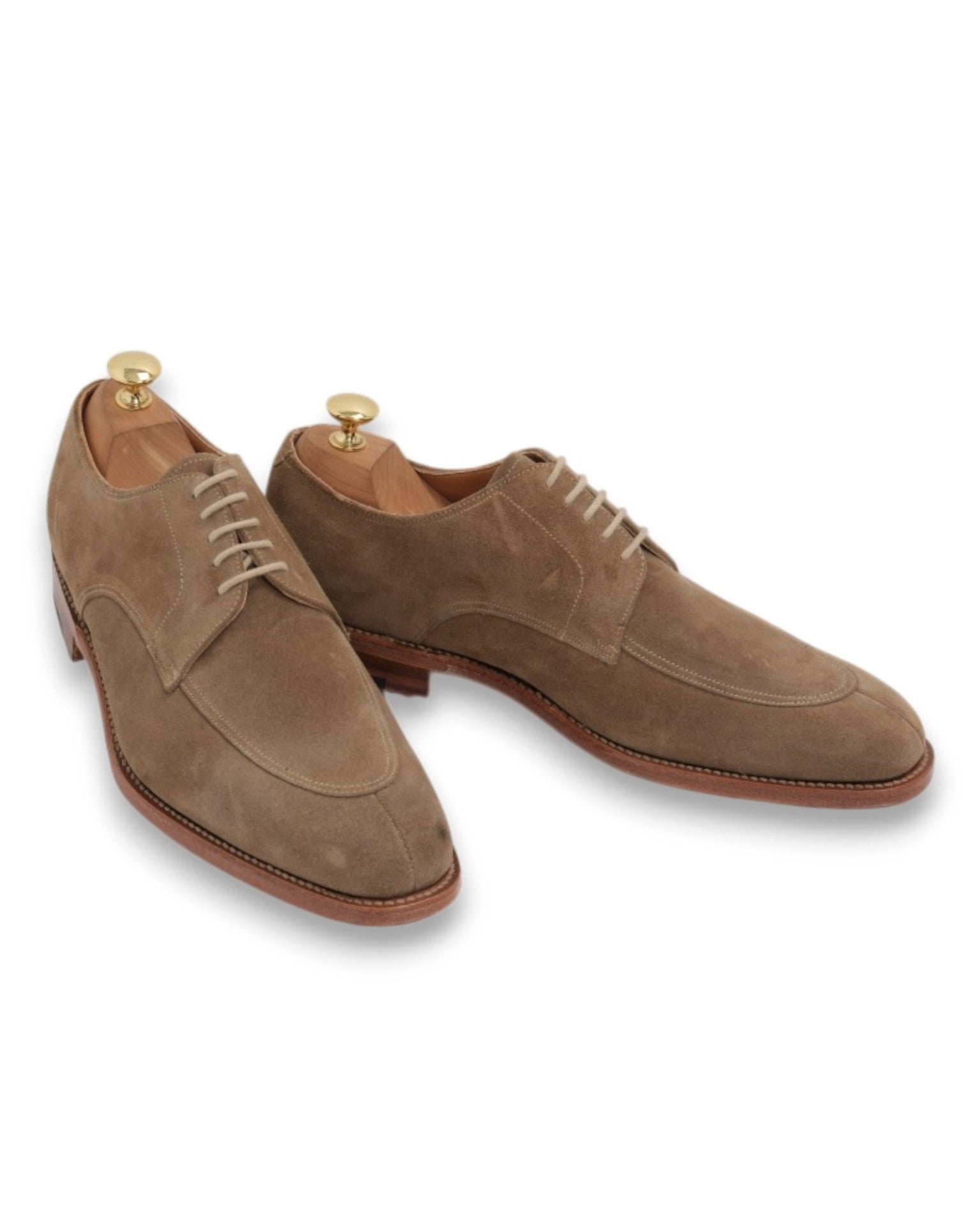 Taupe Suede Split-Toe Derbys