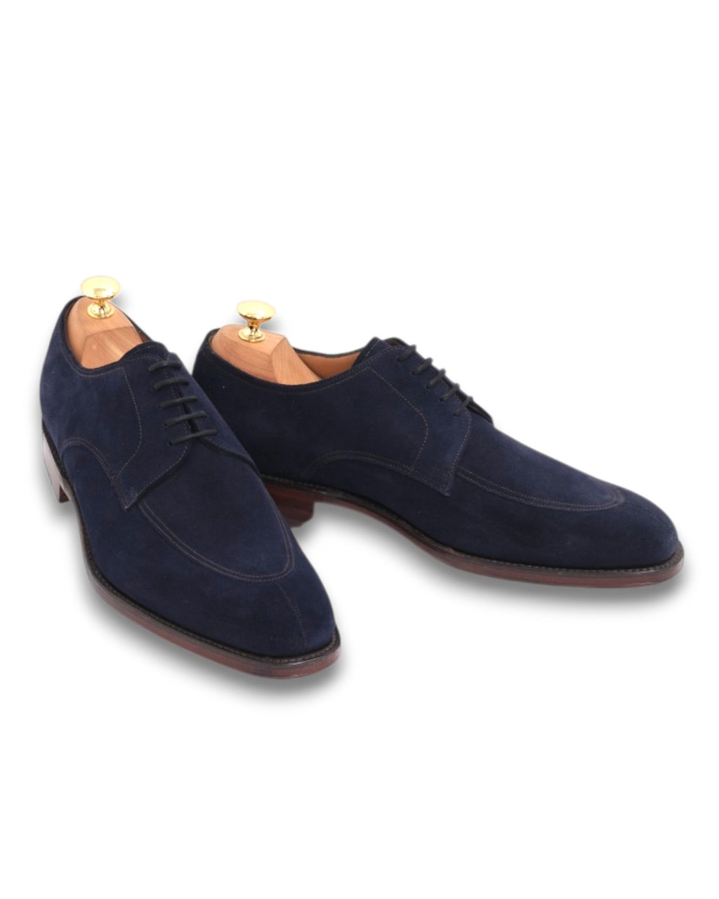 Navy Suede Split-Toe Derby