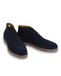 Navy Suede Moc-Toe Chukka Boots