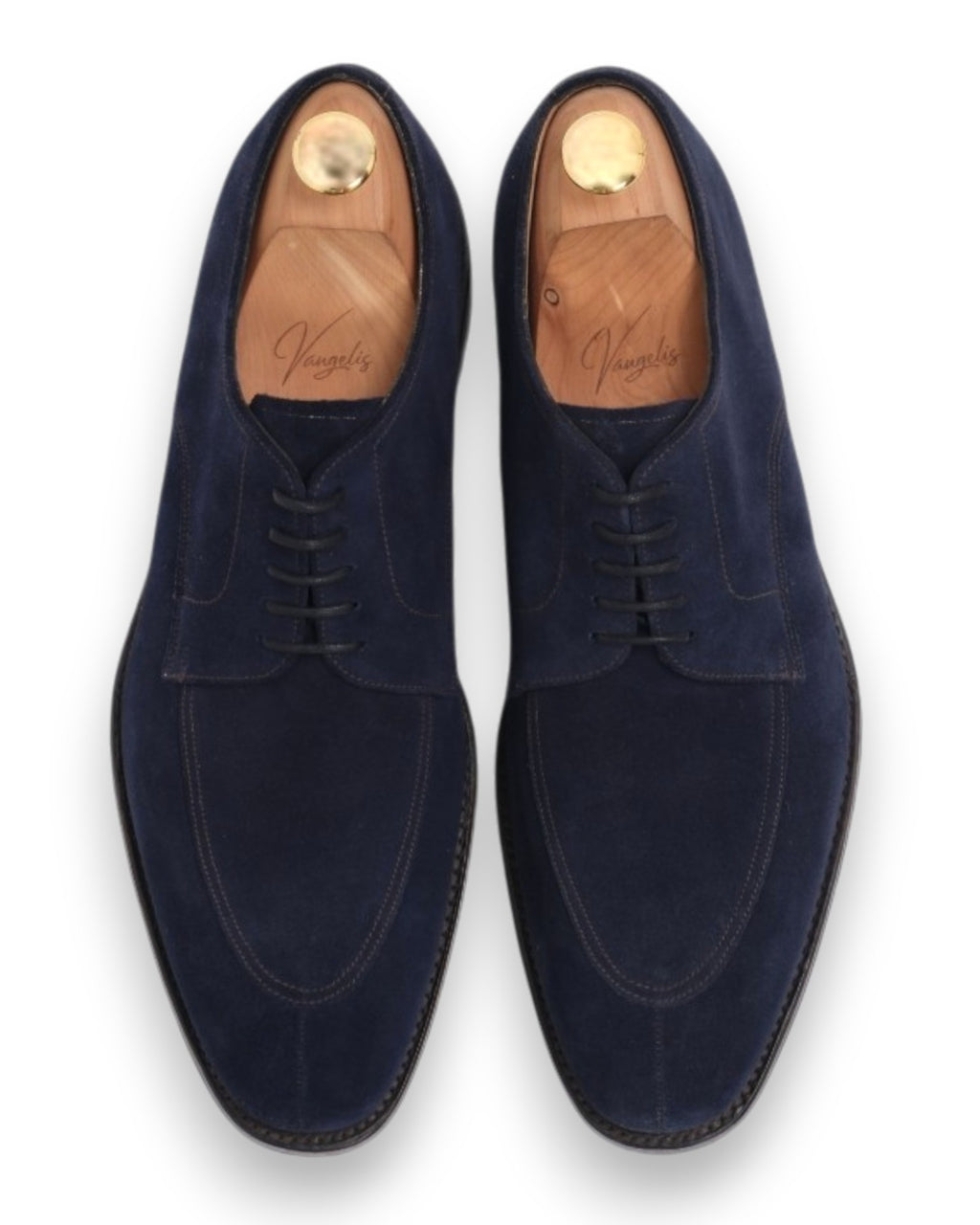 Navy Suede Split-Toe Derby