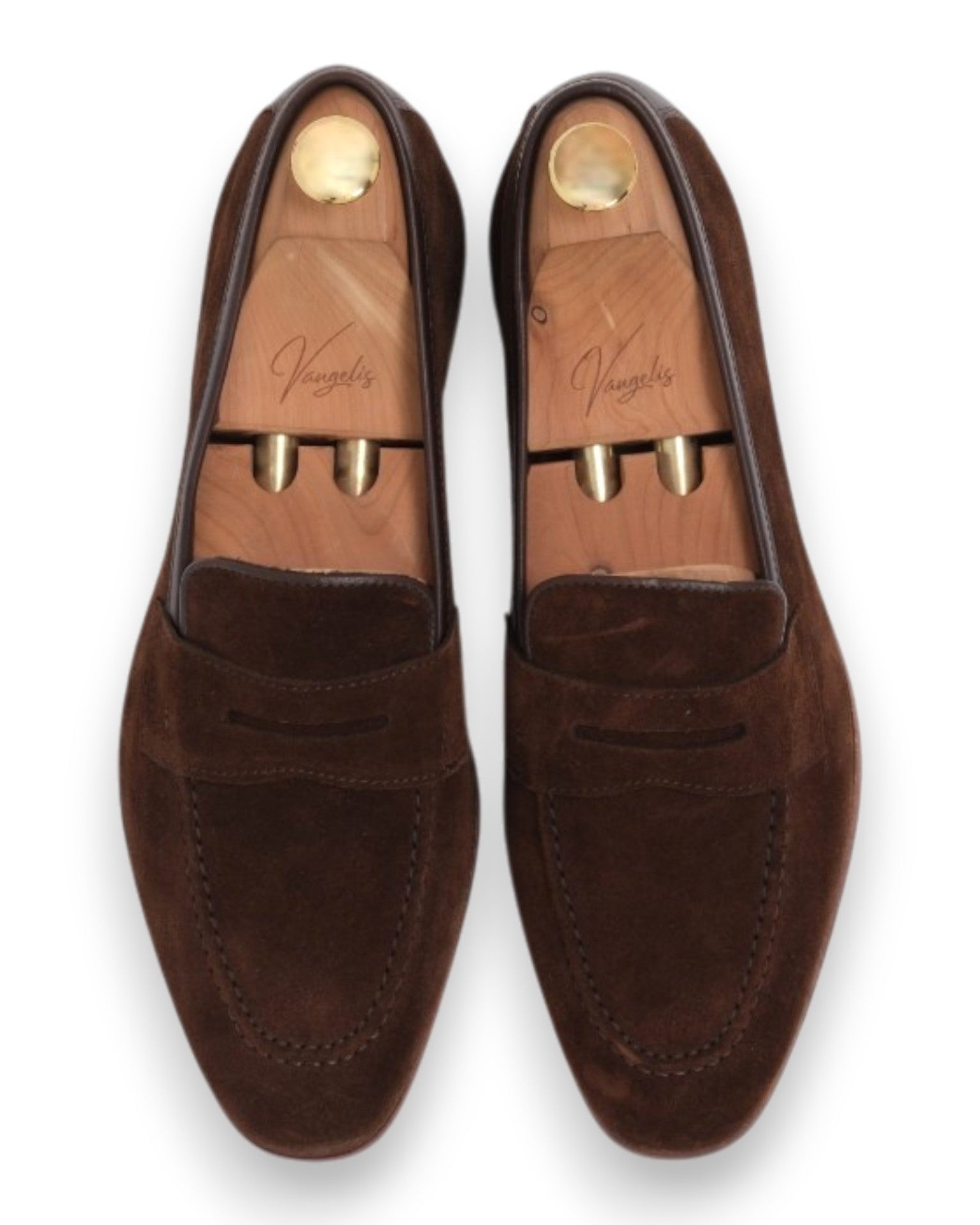 Dark Brown Suede Unlined Penny Loafers