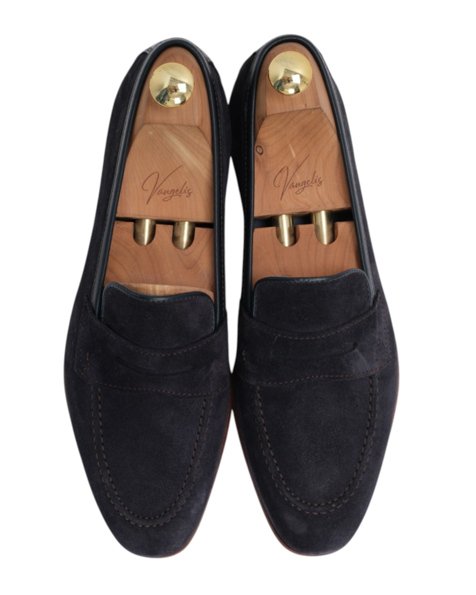 Navy Suede Unlined Penny Loafers