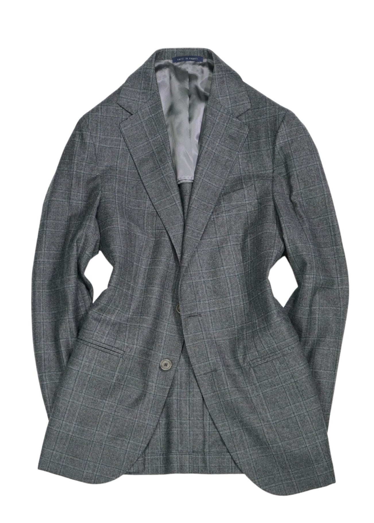 Grey Checked Flannel Wool Suit