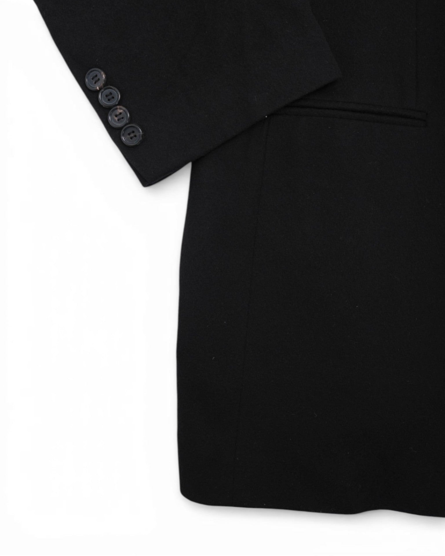 Black Worsted Wool Cashmere Sports Jacket