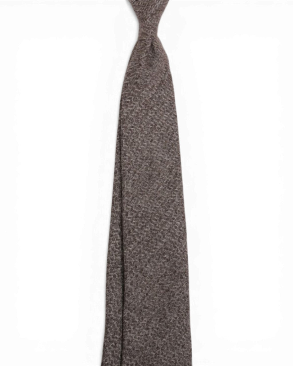 Brown/Beige Cashmere/Virgin Wool Herringbone Tie