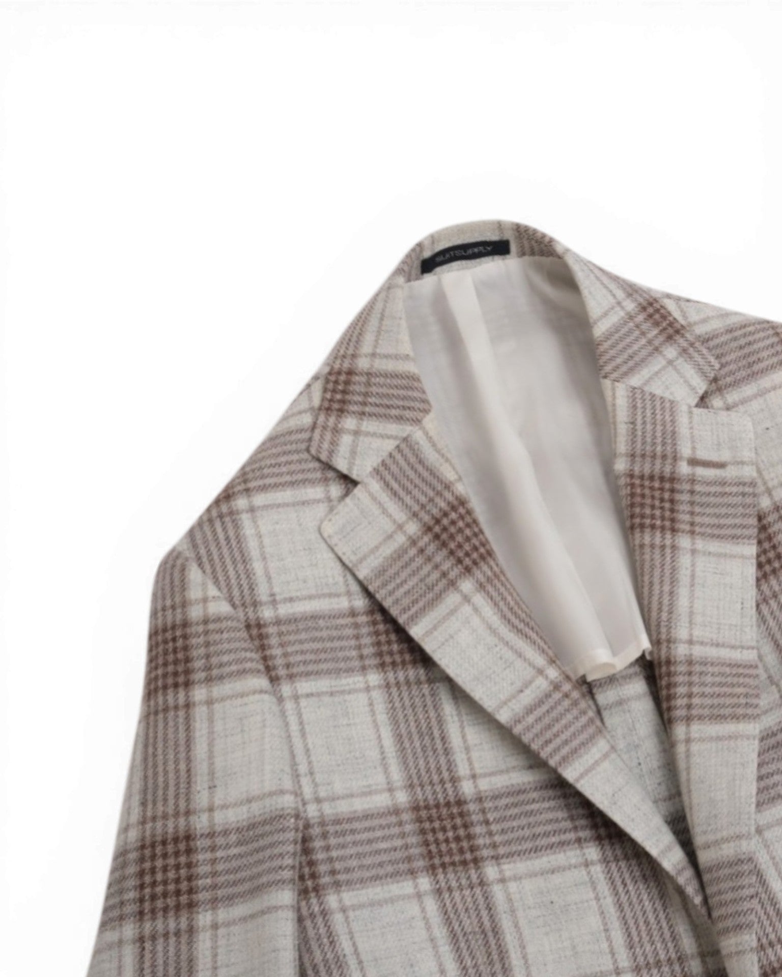 Ecru/Beige/Brown Plaid Check Sports Jacket