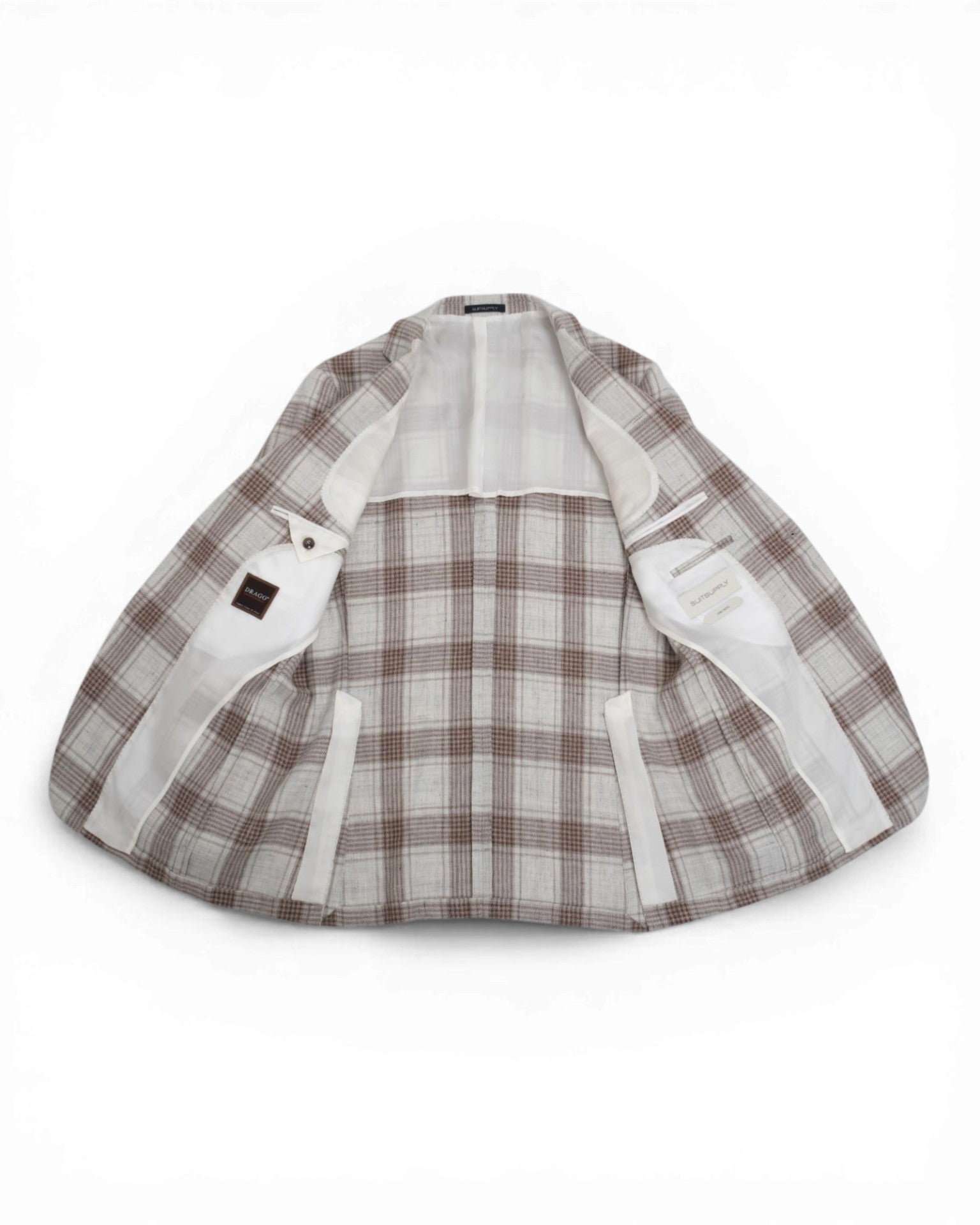 Ecru/Beige/Brown Plaid Check Sports Jacket