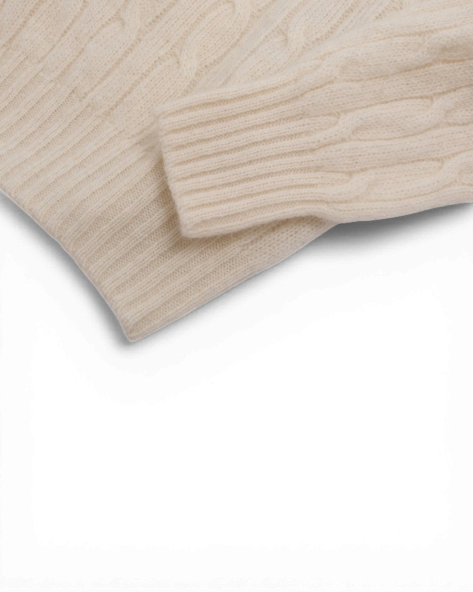 Cream Virgin Wool Cable-Knit Crewneck