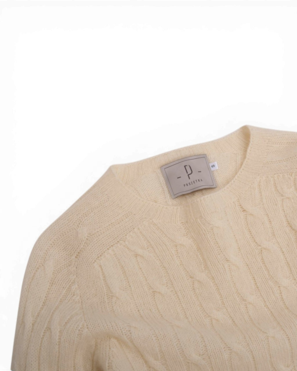 Cream Virgin Wool Cable-Knit Crewneck