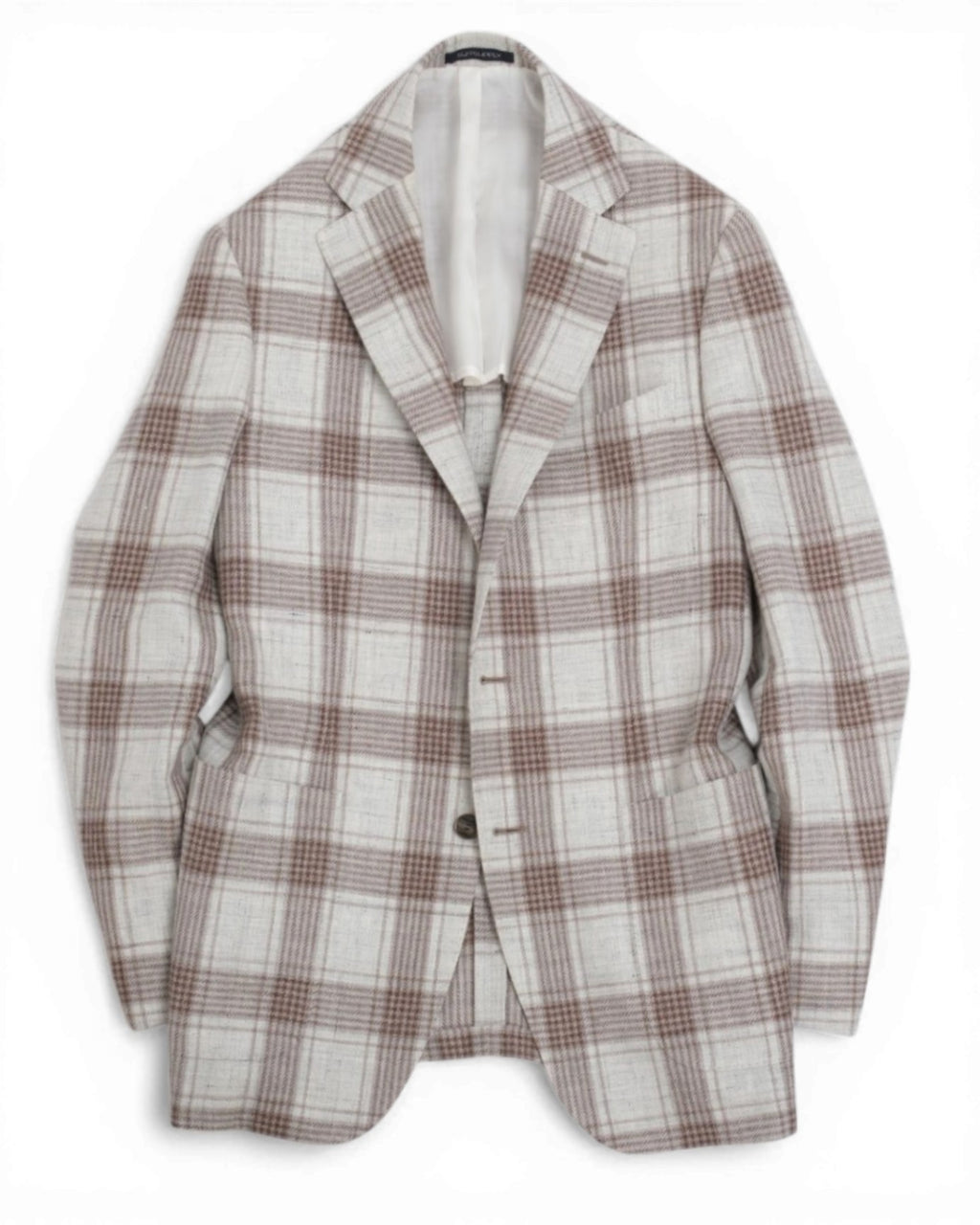 Ecru/Beige/Brown Plaid Check Sports Jacket